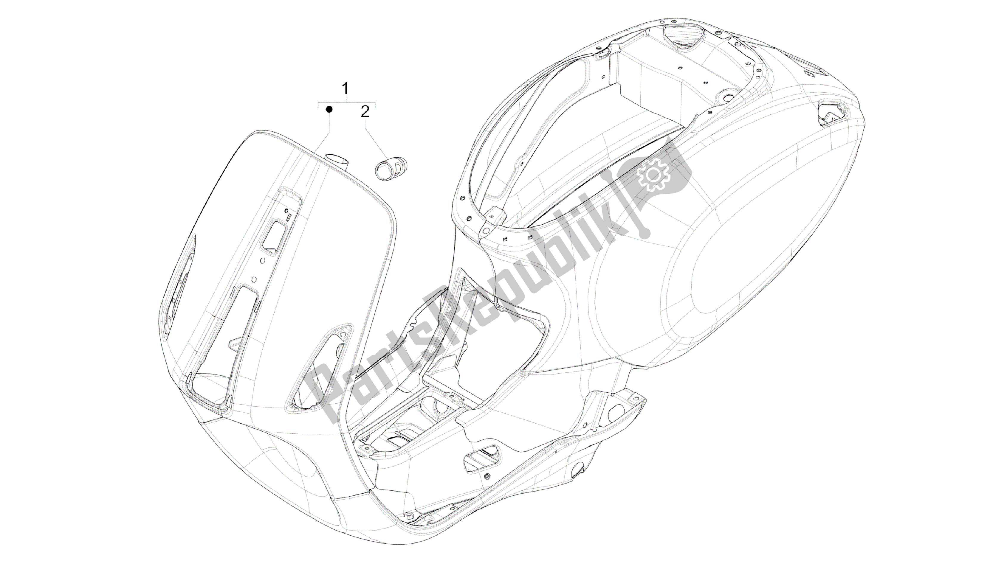 All parts for the Chassis/frame of the Vespa Primavera 150 2014