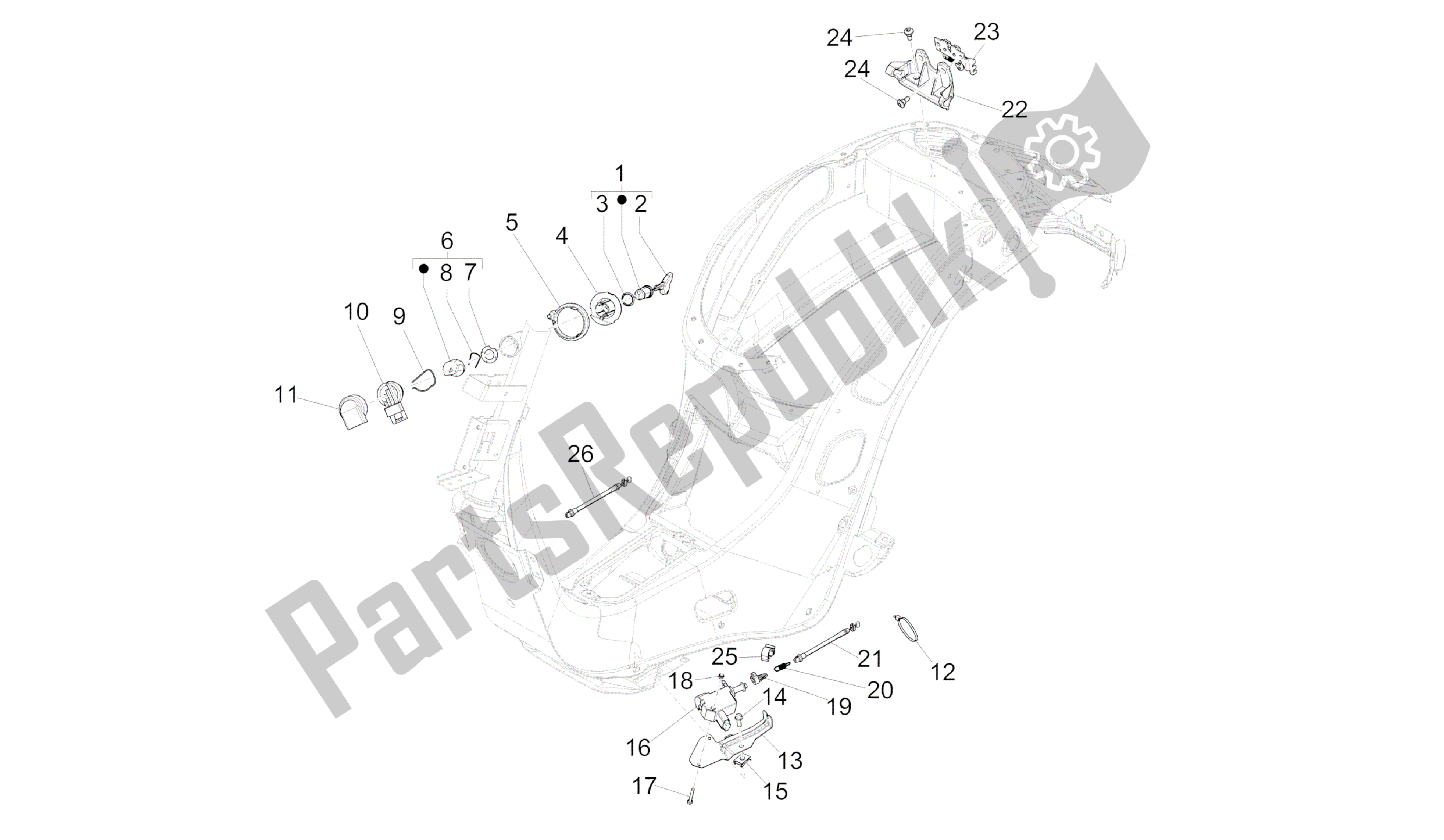 All parts for the Sloten of the Vespa Primavera 150 2014