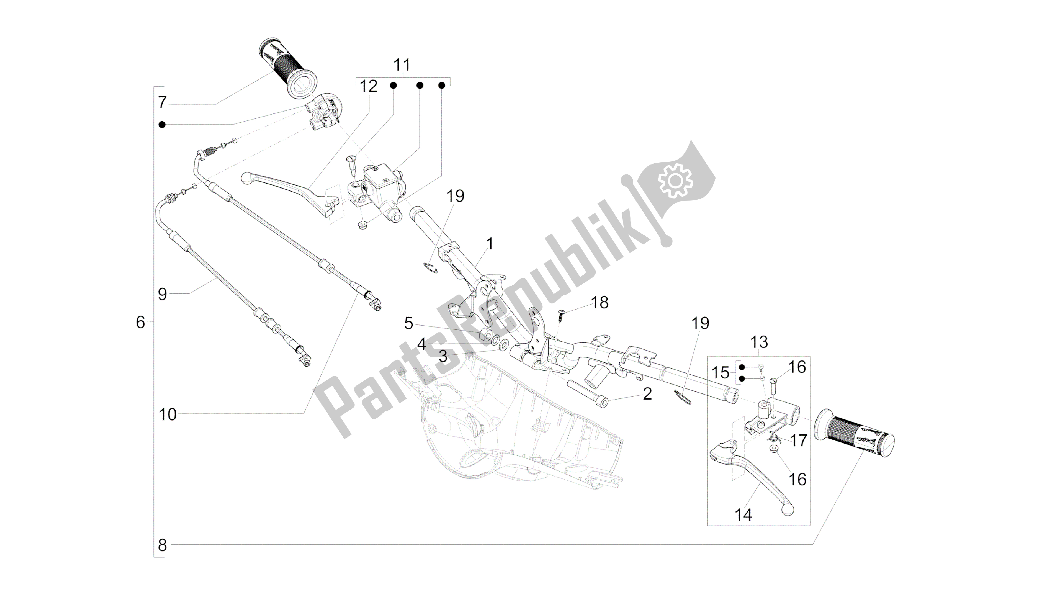 Todas las partes para Manillar - Master Cil. De Vespa Primavera 150 2014