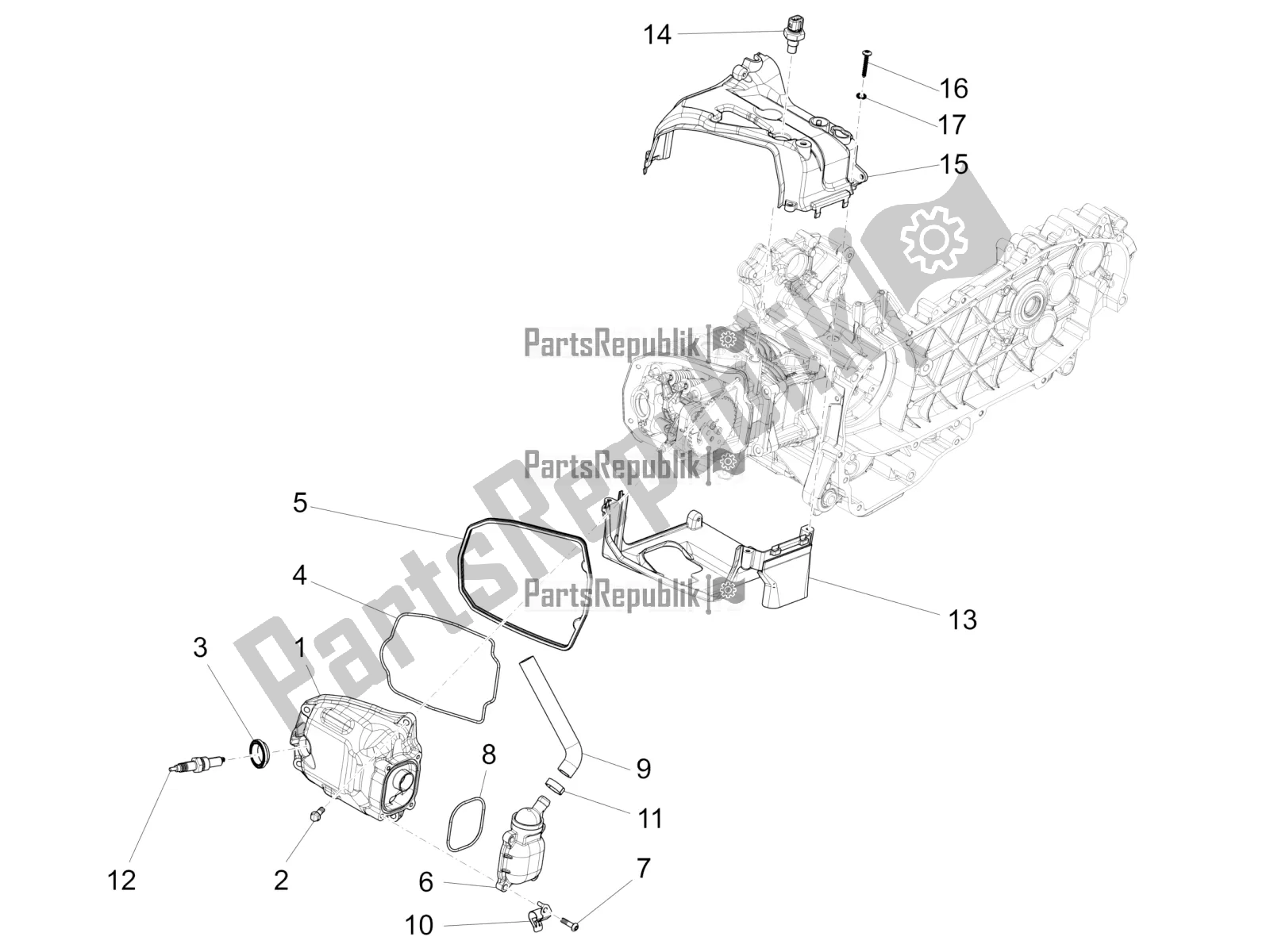 All parts for the Cylinder Head Cover of the Vespa 946 125 4 STR / Red 2016