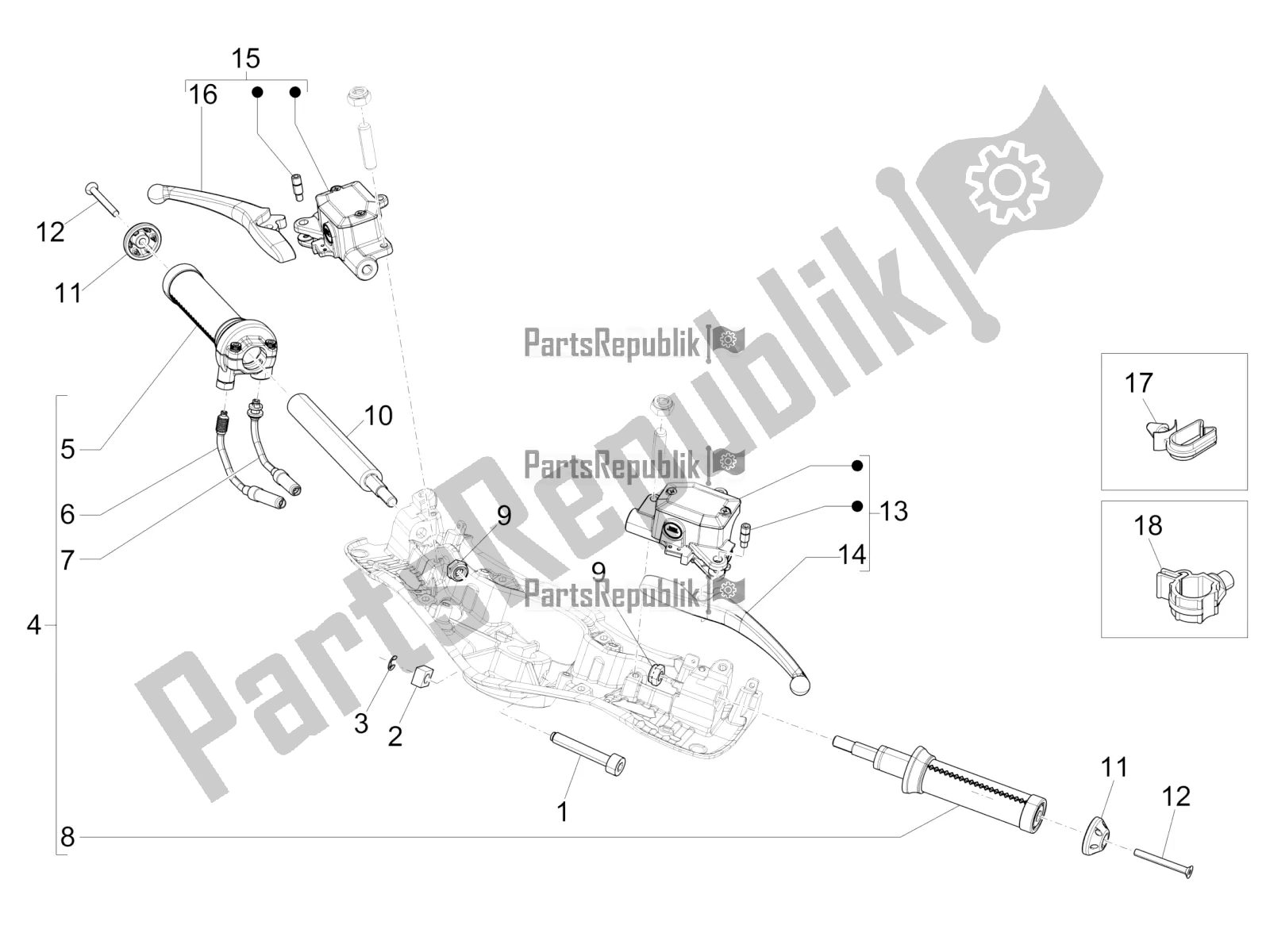 All parts for the Handlebars - Master Cil. Of the Vespa 946 125 4 STR / Red 2016