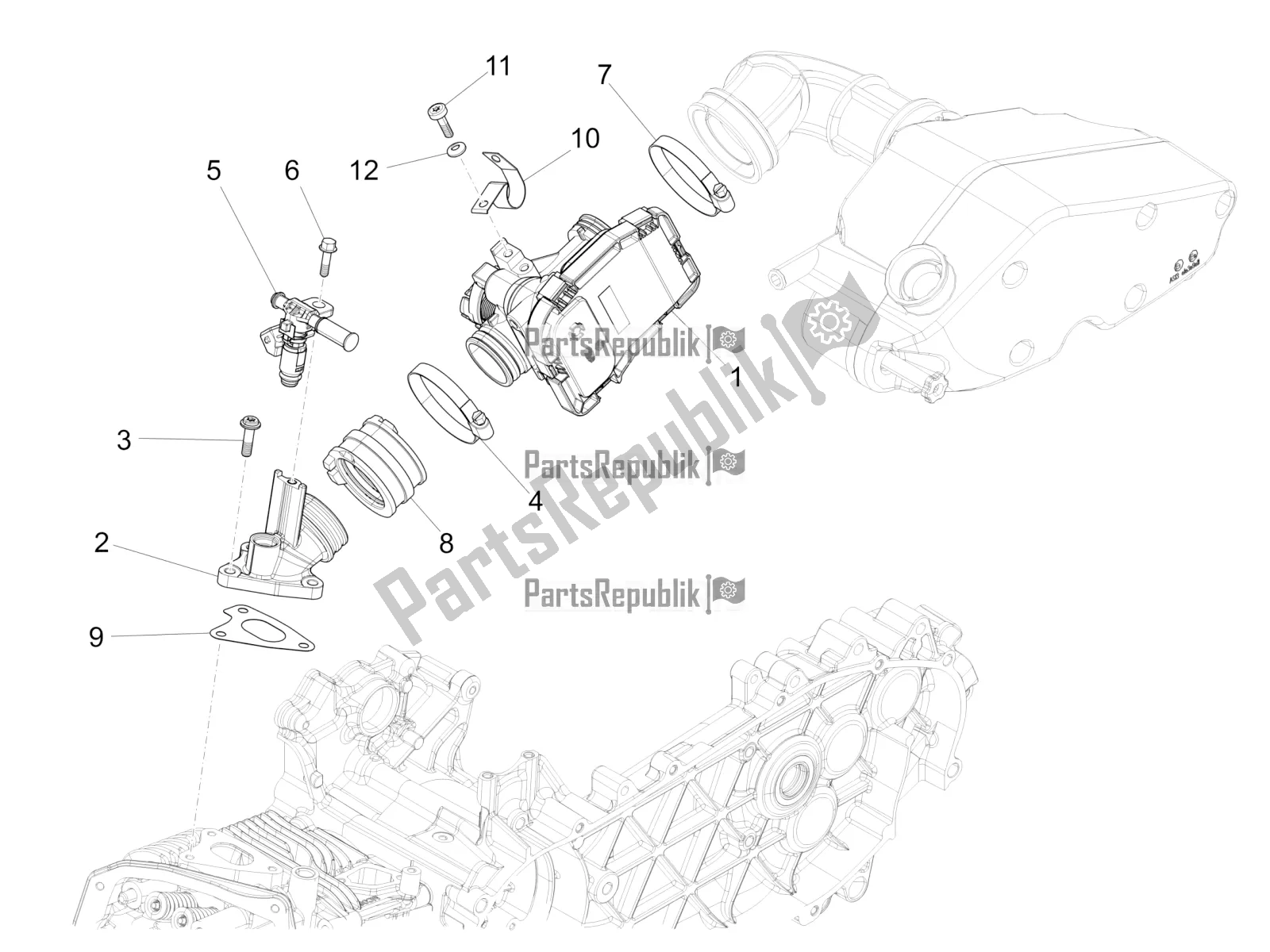 Tutte le parti per il Throttle Body - Injector - Induction Joint del Vespa 946 125 4 STR / Red 2016