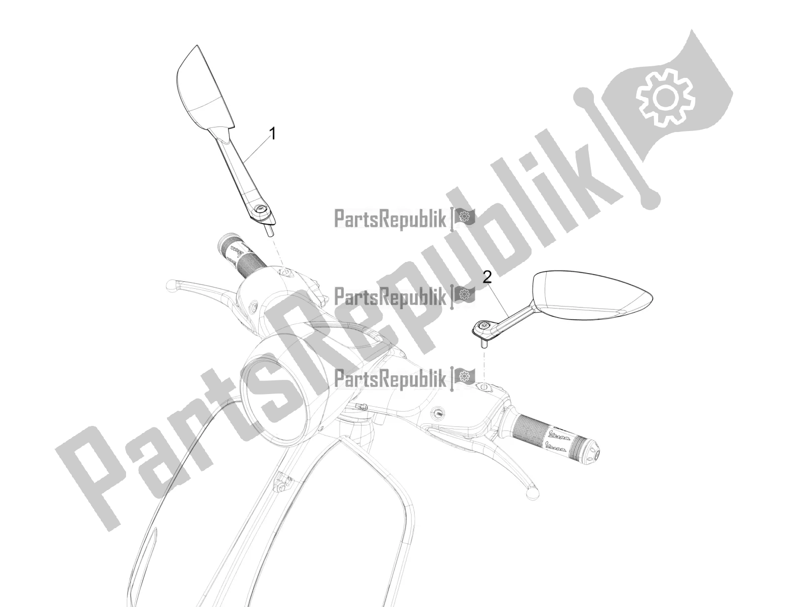 Toutes les pièces pour le Miroir (s) De Conduite du Vespa 946 125 4 STR / Red 2017