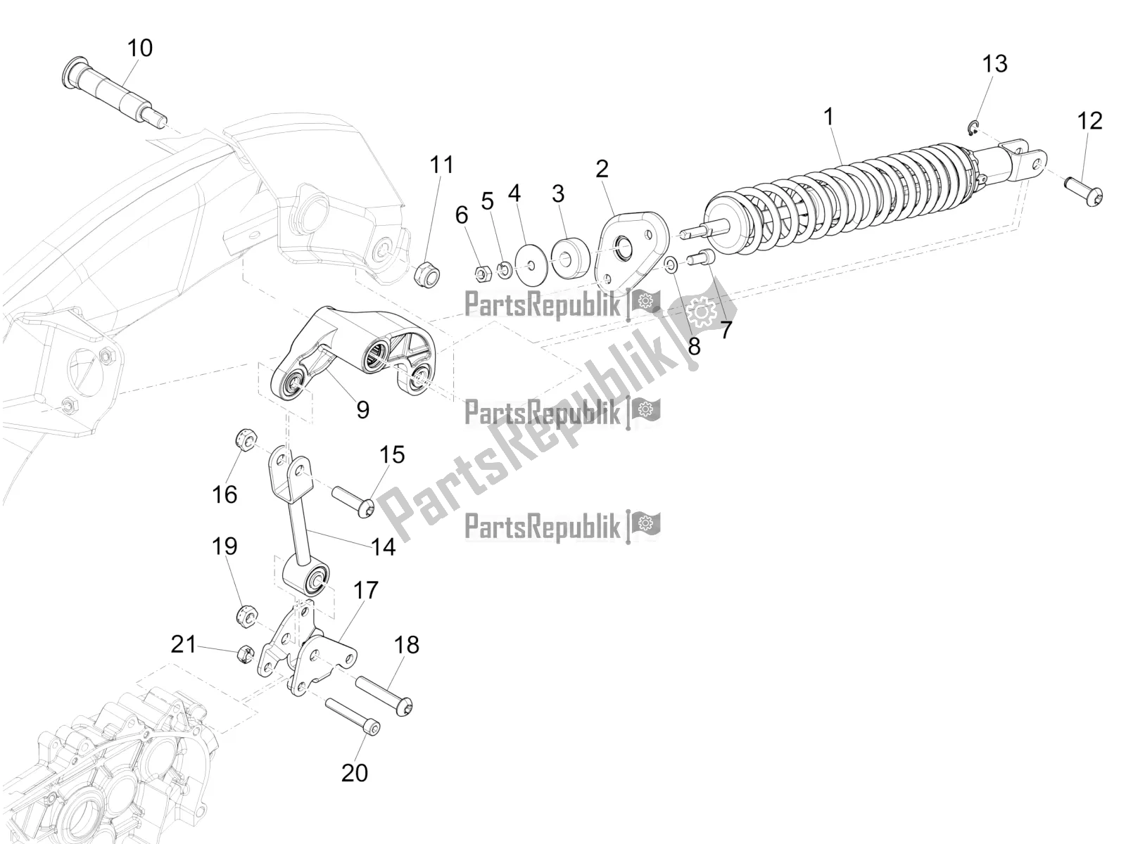 Toutes les pièces pour le Suspension Arrière - Amortisseur / S du Vespa 946 125 4 STR / Red 2017