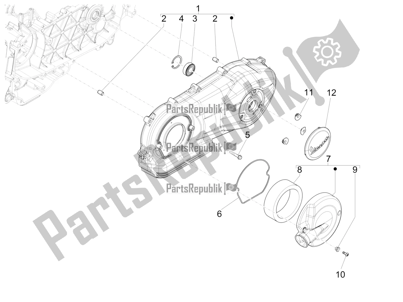 All parts for the Crankcase Cover - Crankcase Cooling of the Vespa 946 125 4 STR / Red 2018