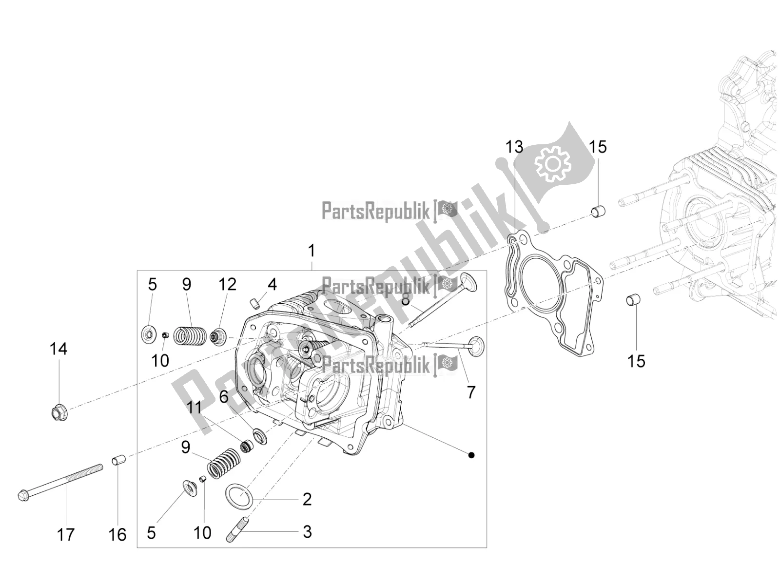 Toutes les pièces pour le Cylinder Head Unit - Valve du Vespa 946 125 4 STR / Red 2018