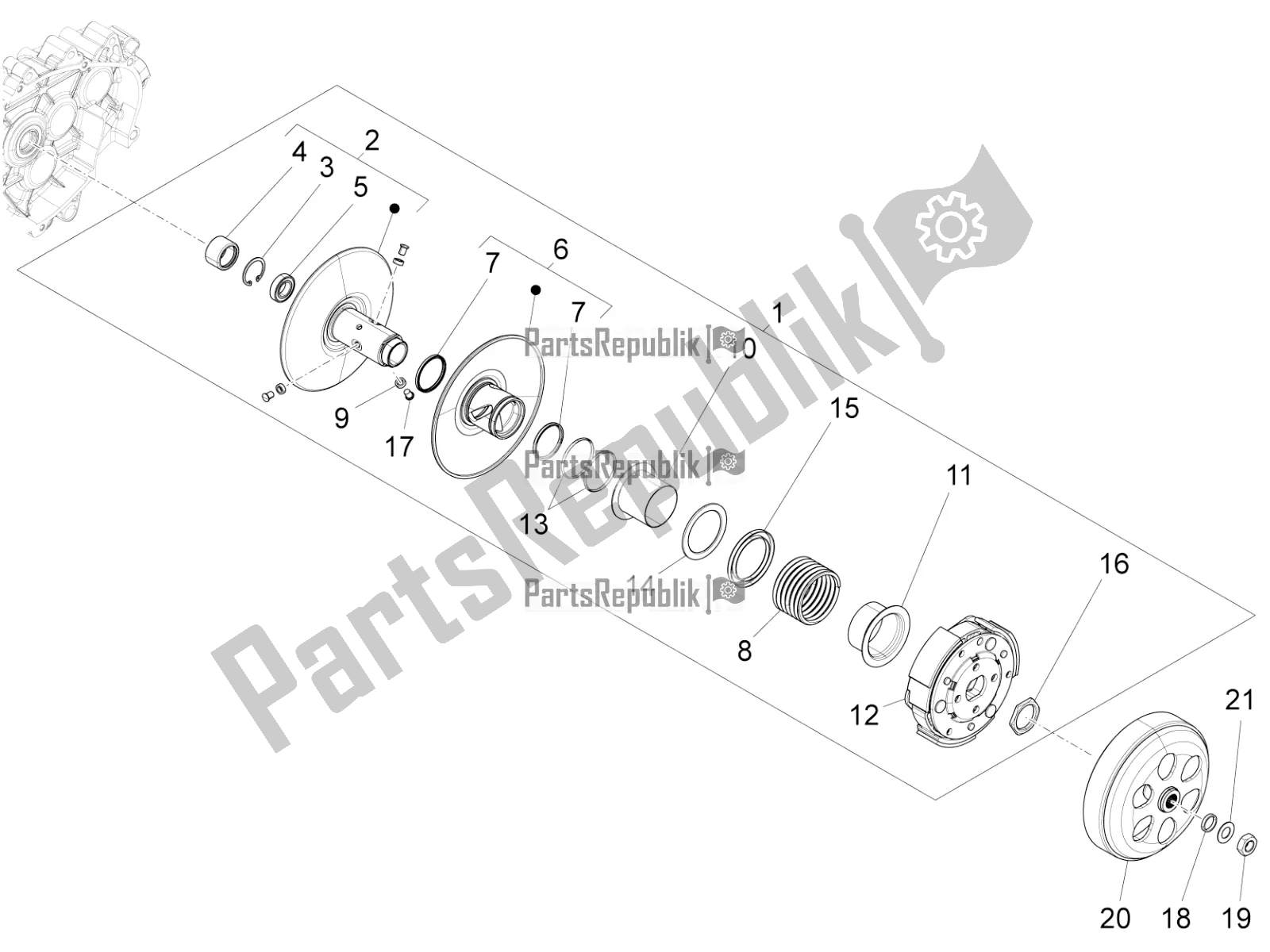 Toutes les pièces pour le Poulie Menée du Vespa 946 125 4 STR / Red 2018