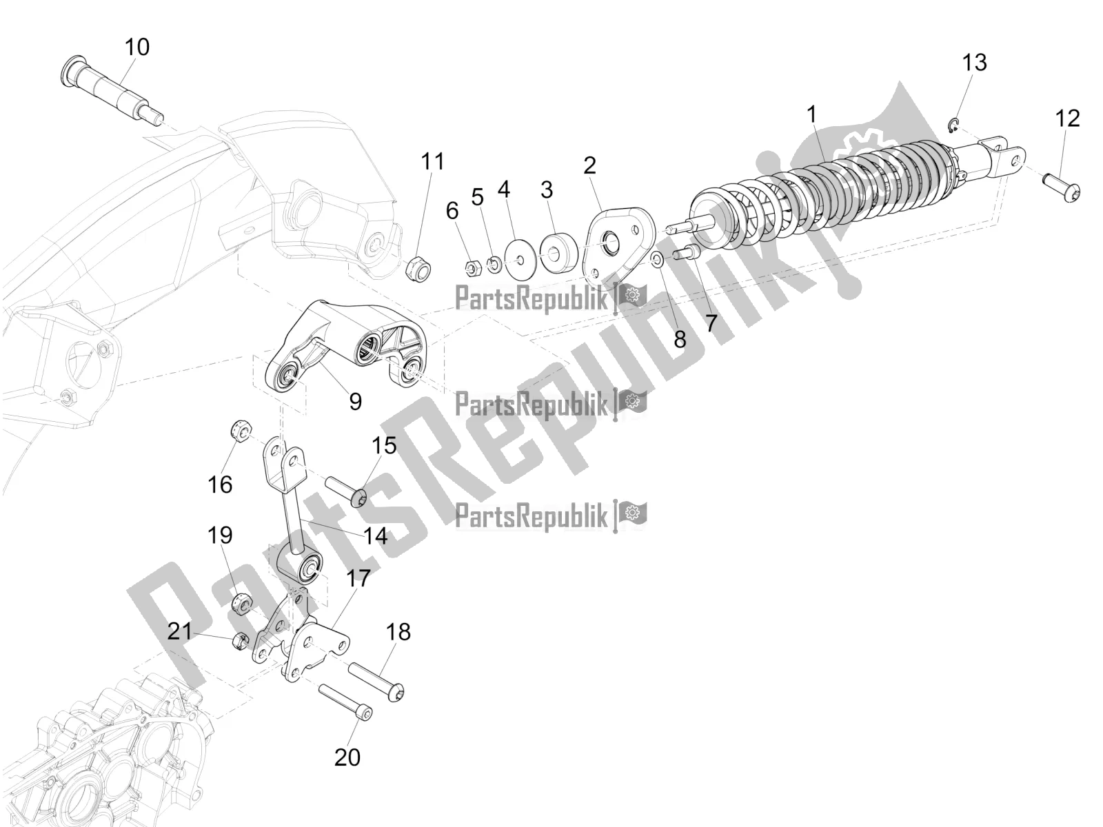 Toutes les pièces pour le Suspension Arrière - Amortisseur / S du Vespa 946 125 4 STR / Red 2018