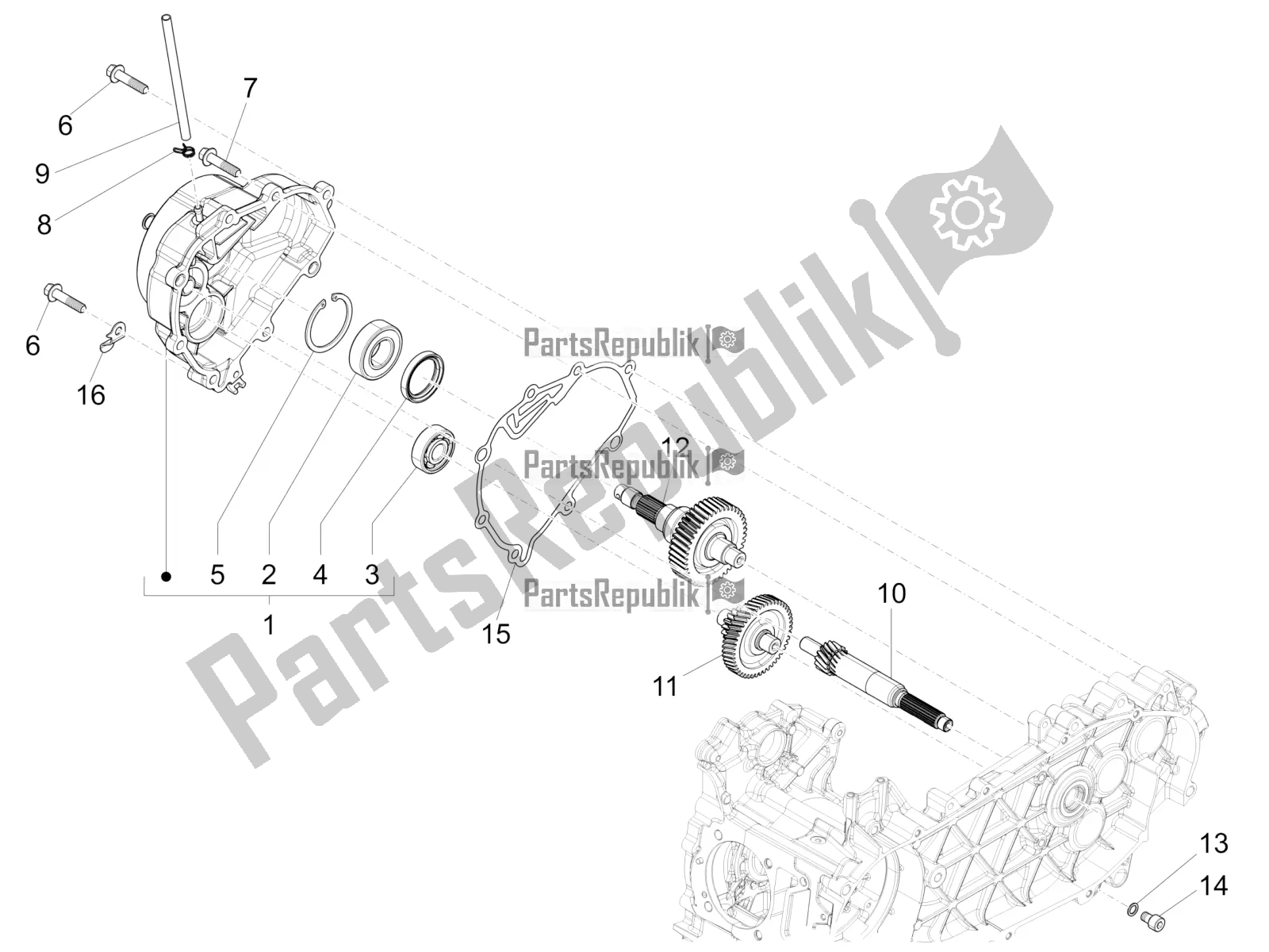 All parts for the Reduction Unit of the Vespa 946 125 4 STR / Red 2018