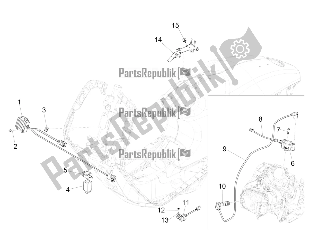 All parts for the Voltage Regulators - Electronic Control Units (ecu) - H. T. Coil of the Vespa 946 125 4 STR / Red 2018