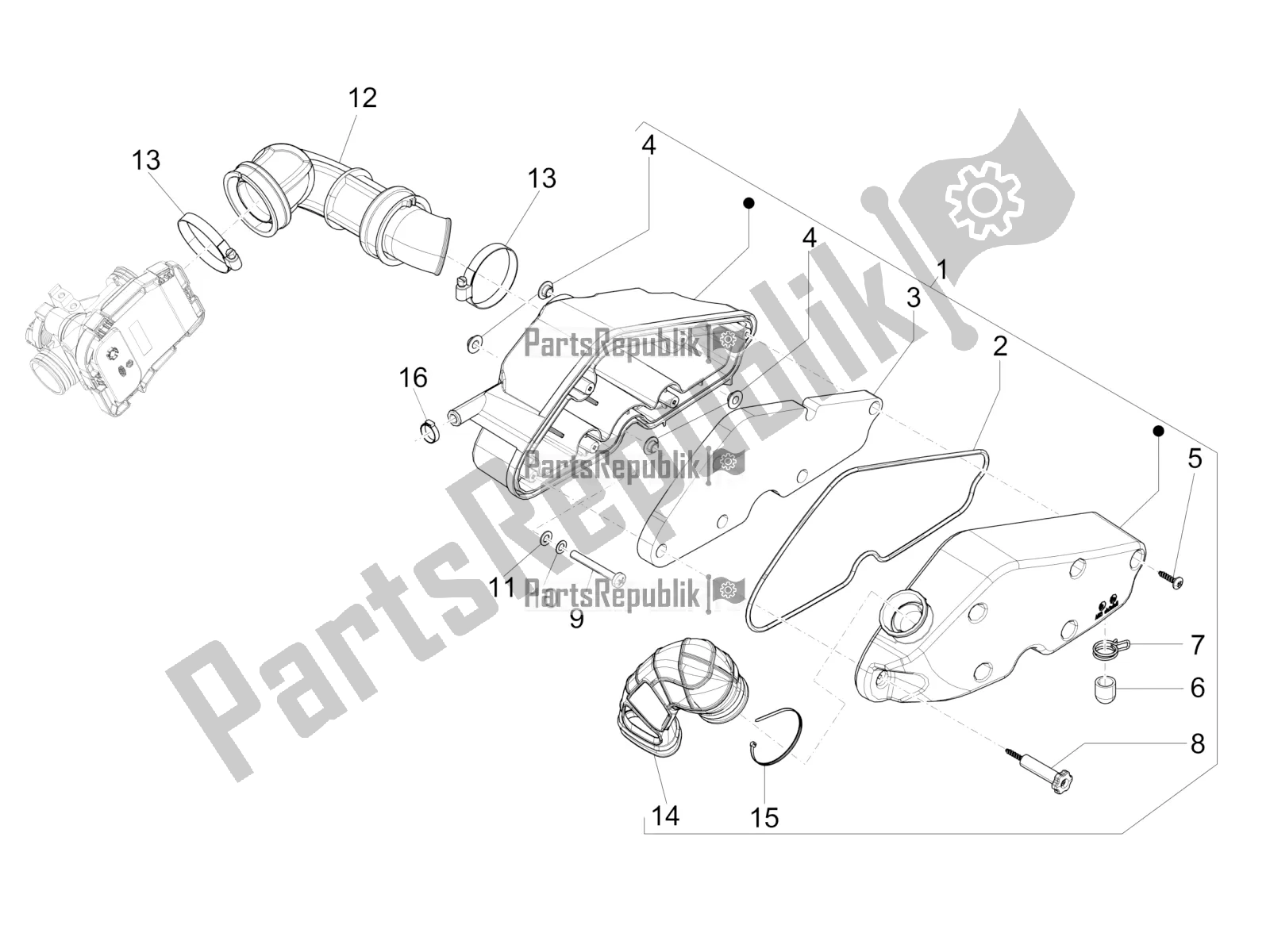 All parts for the Air Filter of the Vespa 946 125 4 STR / Red 2019