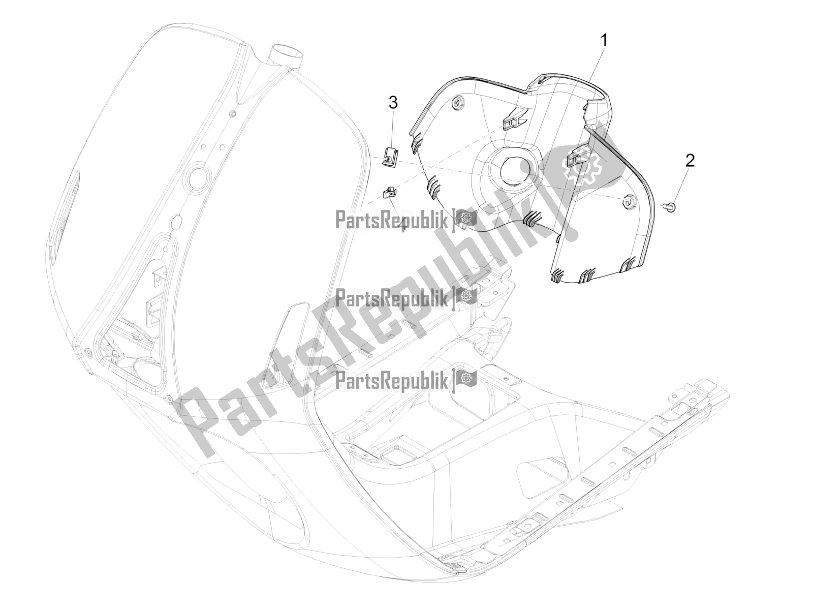 All parts for the Front Glove-box - Knee-guard Panel of the Vespa 946 125 4 STR / Red 2019