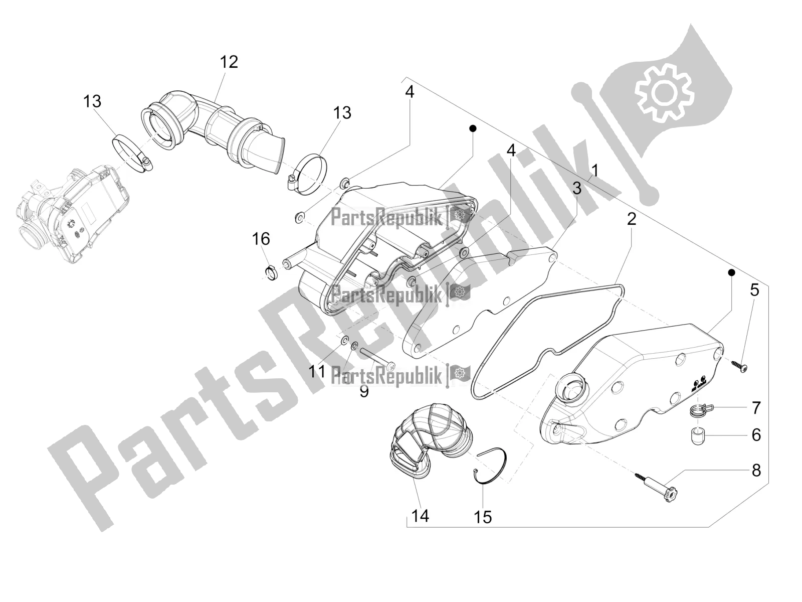 All parts for the Air Filter of the Vespa 946 125 4 STR / Red 2020