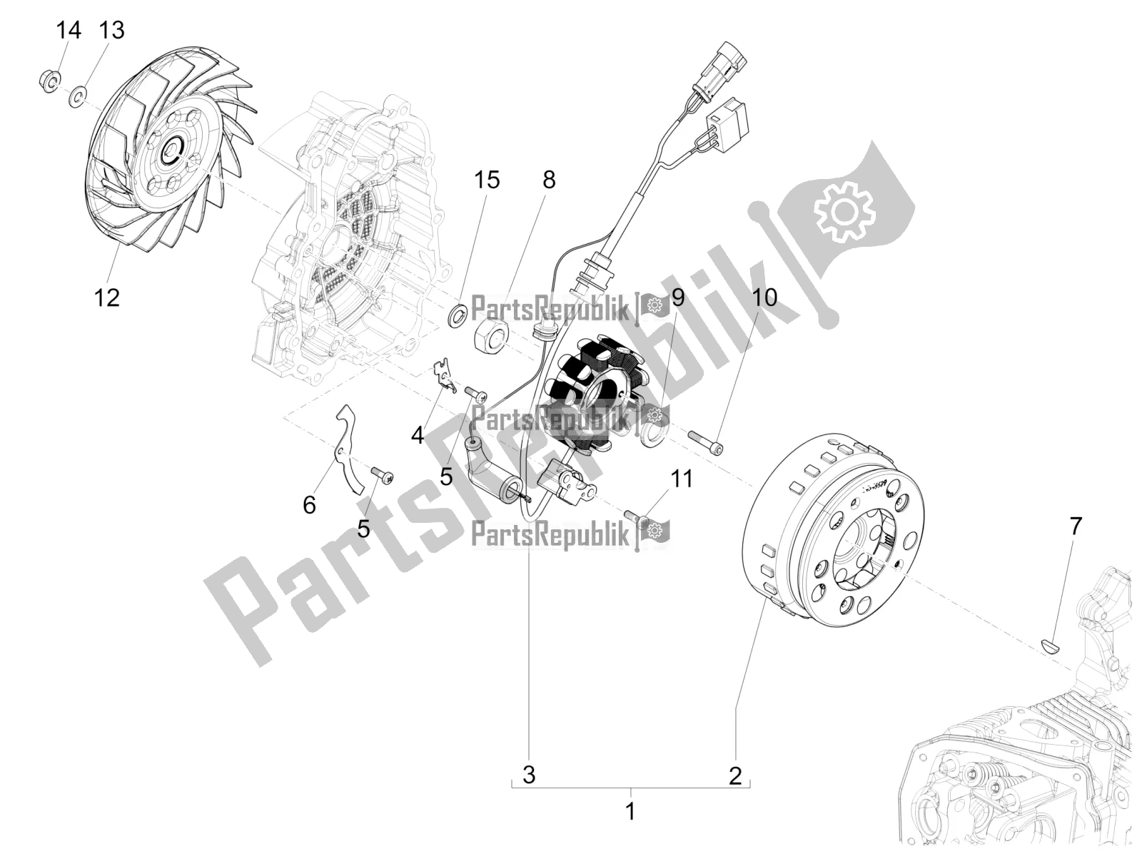 Toutes les pièces pour le Volant Magnéto du Vespa 946 125 4 STR / Red 2020