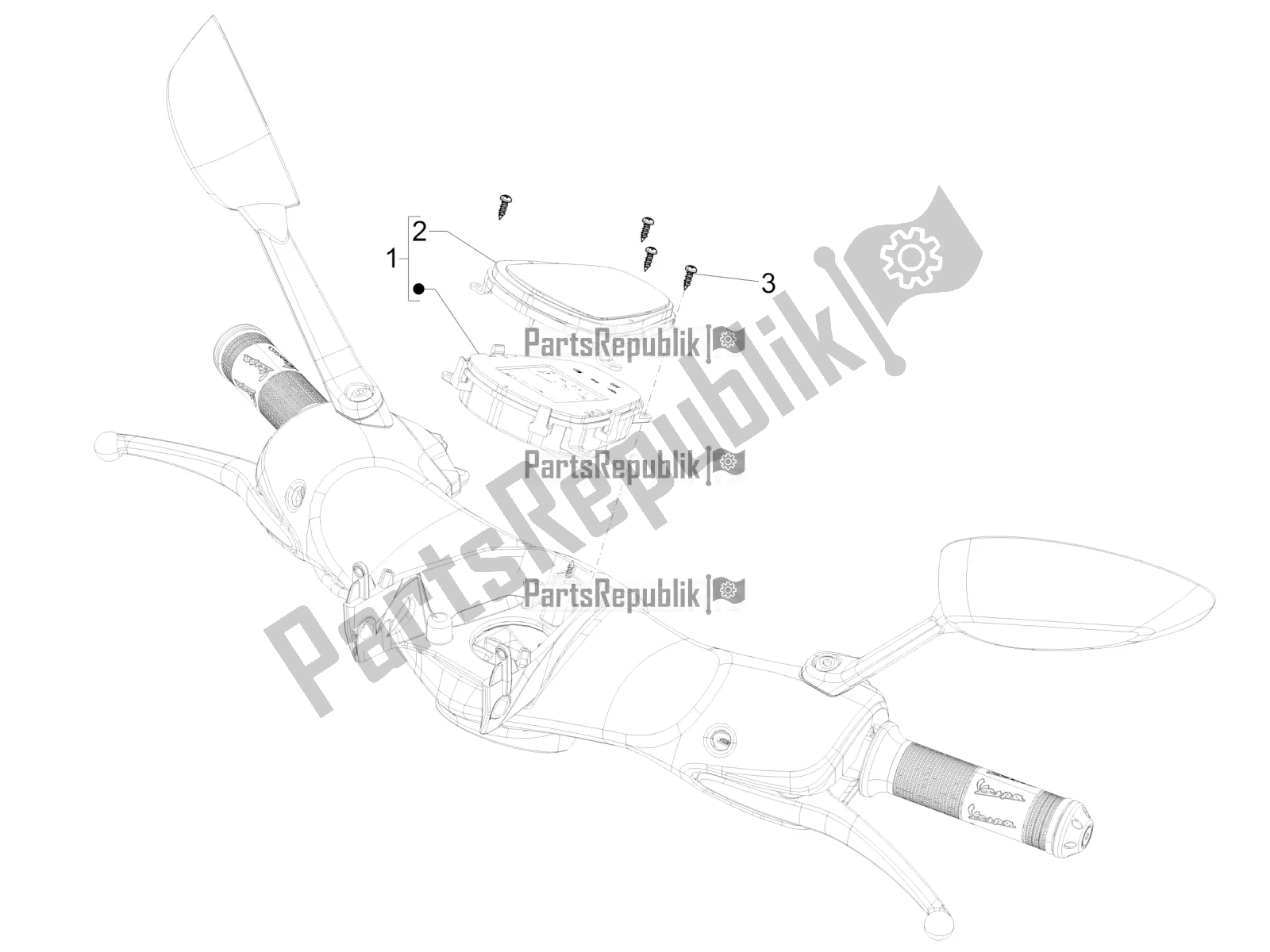 Toutes les pièces pour le Combinaison De Compteurs - Cruscotto du Vespa 946 125 4 STR / Red 2020