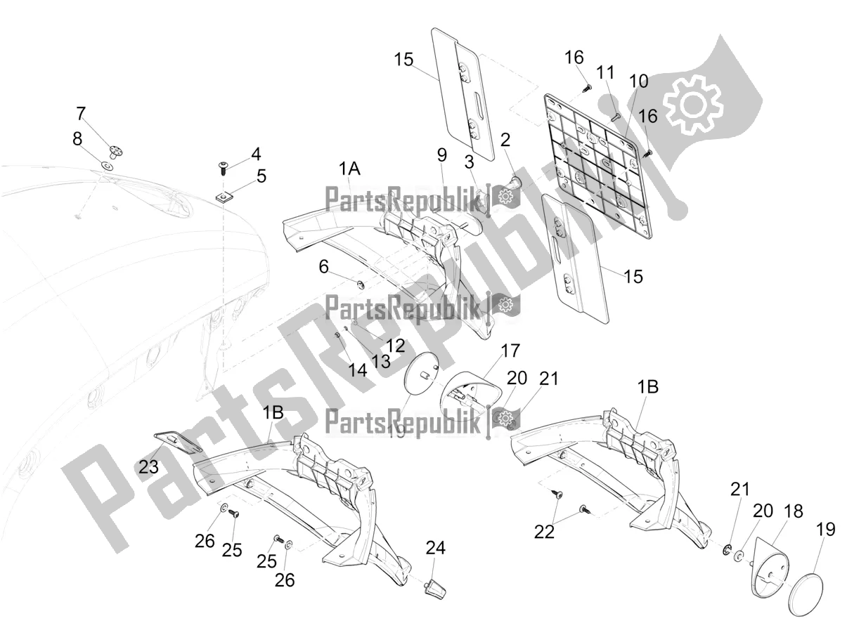 All parts for the Rear Cover - Splash Guard of the Vespa 946 125 4 STR / Red 2020