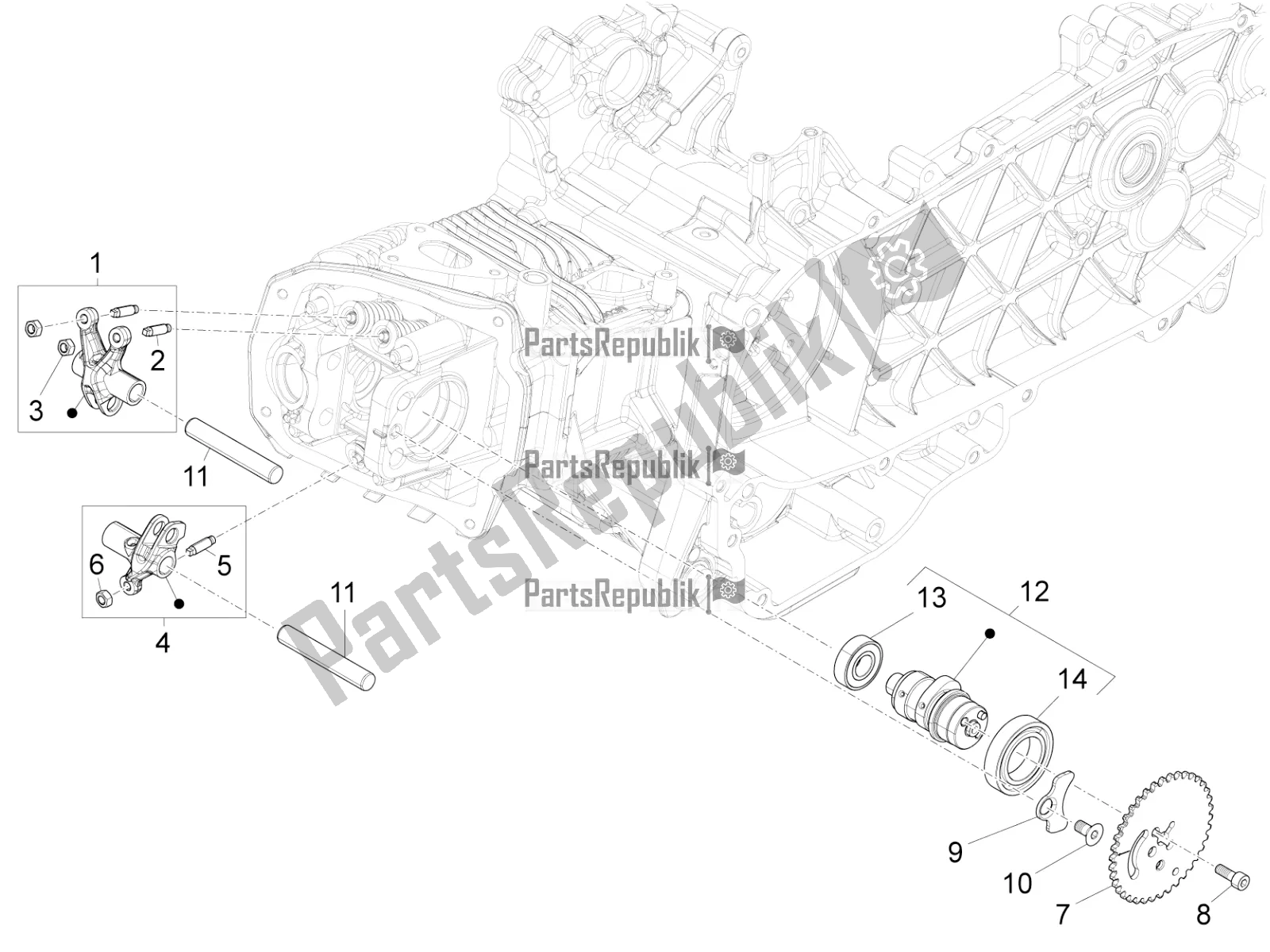 Todas las partes para Unidad De Soporte De Palancas Oscilantes de Vespa 946 125 4 STR / Red 2020