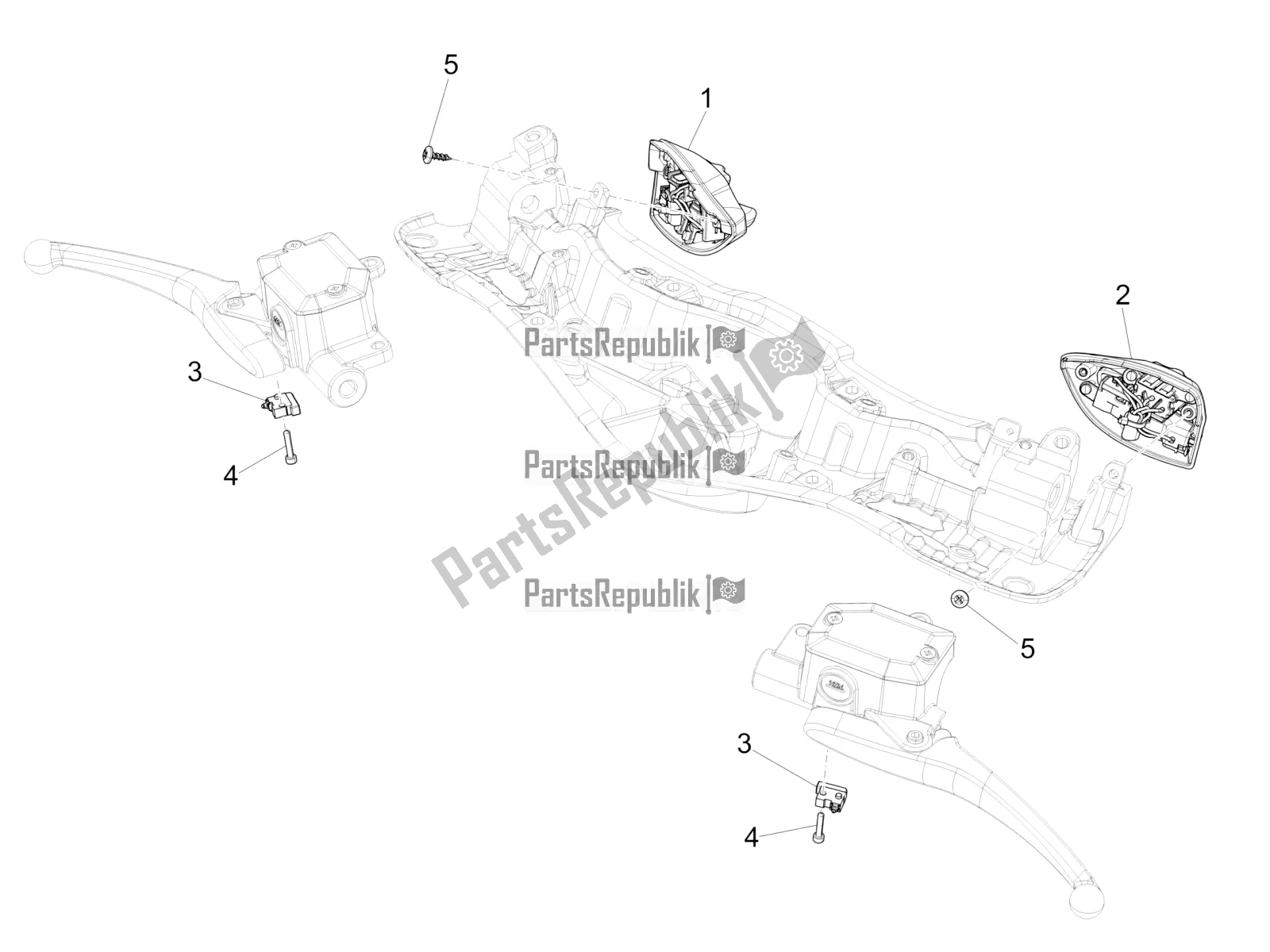 All parts for the Selectors - Switches - Buttons of the Vespa 946 125 4 STR / Red 2020