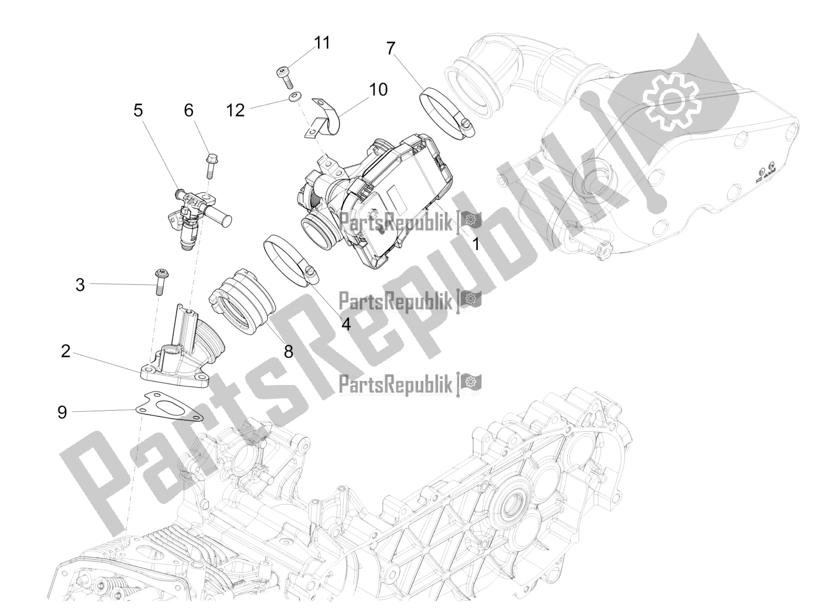 Toutes les pièces pour le Throttle Body - Injector - Induction Joint du Vespa 946 125 4 STR / Red 2020