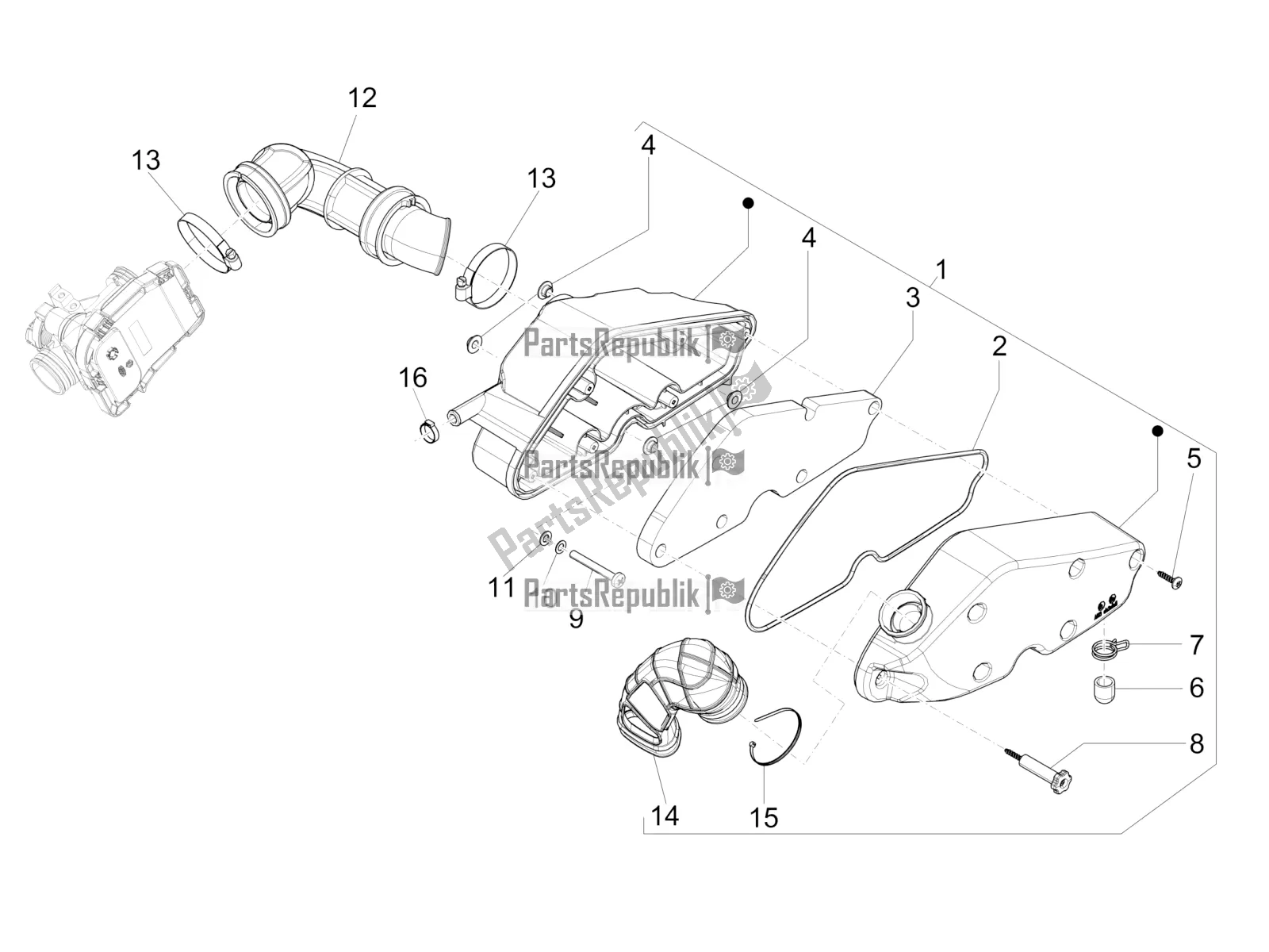 All parts for the Air Filter of the Vespa 946 125 4 STR / Red 2021