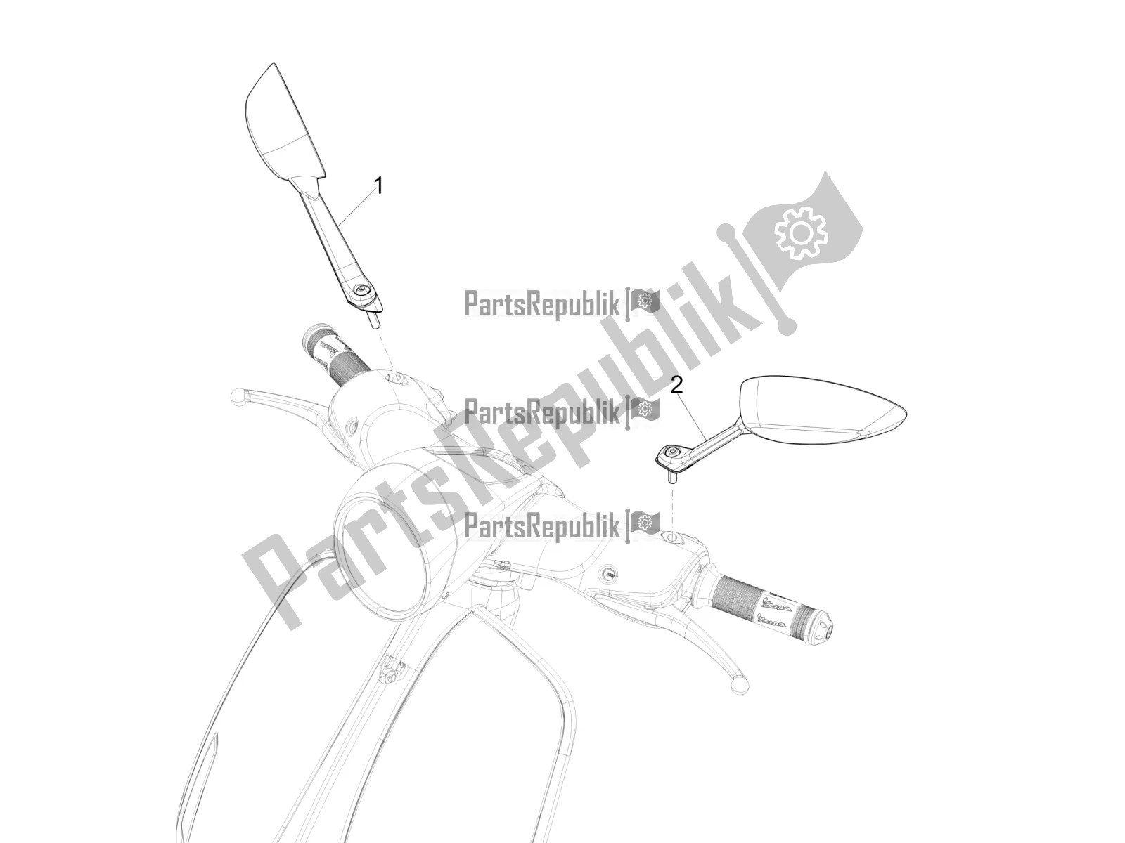 All parts for the Driving Mirror/s of the Vespa 946 125 4 STR / Red 2021