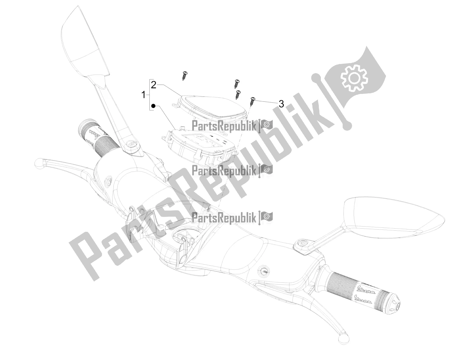 Tutte le parti per il Combinazione Metro - Cruscotto del Vespa 946 125 4 STR / Red 2021