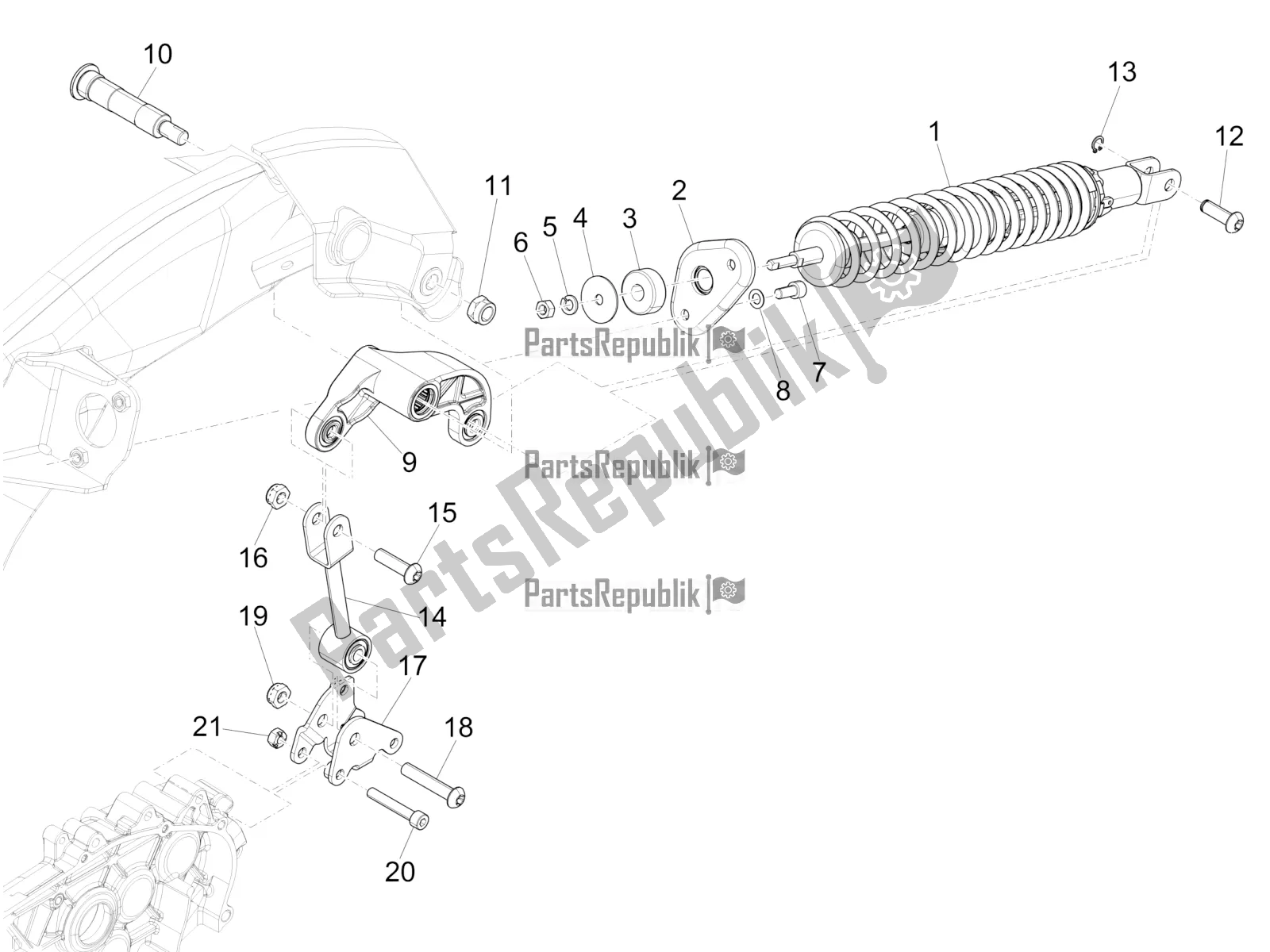 All parts for the Rear Suspension - Shock Absorber/s of the Vespa 946 125 4 STR / Red 2021