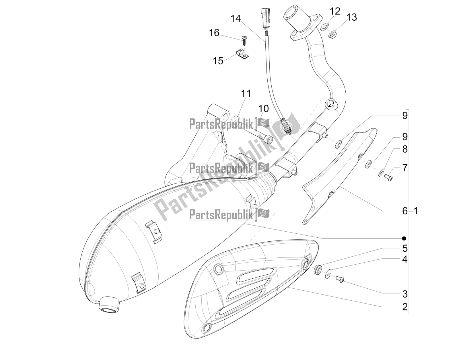 All parts for the Silencer of the Vespa 946 125 4 STR / Red 2021