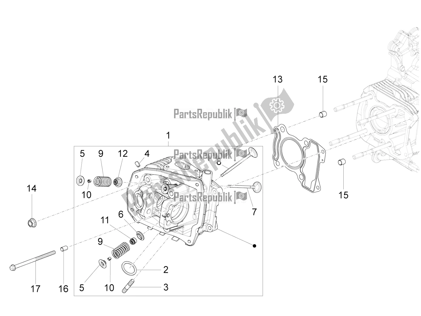 Alle onderdelen voor de Cylinder Head Unit - Valve van de Vespa 946 125 4 STR / Red 2022