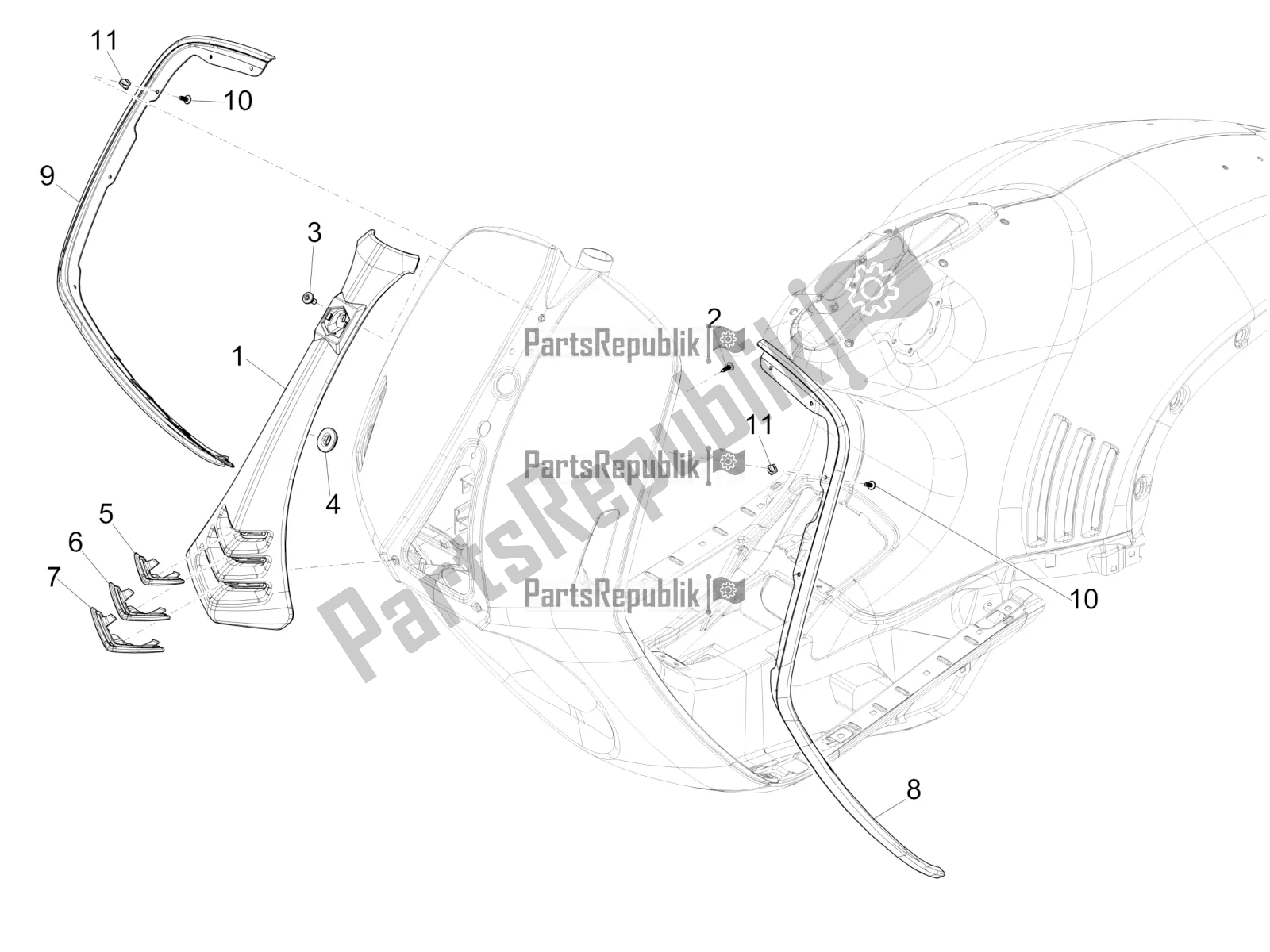 Toutes les pièces pour le Bouclier Avant du Vespa 946 125 4 STR / Red 2022