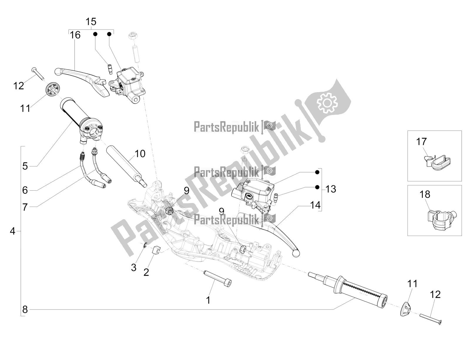 Toutes les pièces pour le Guidon - Master Cil. Du Vespa 946 125 4 STR / Red 2022