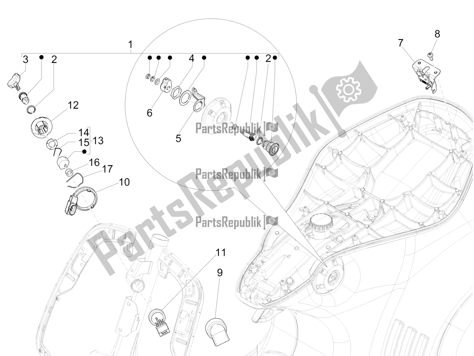 Todas las partes para Cerraduras de Vespa 946 125 4 STR / Red 2022