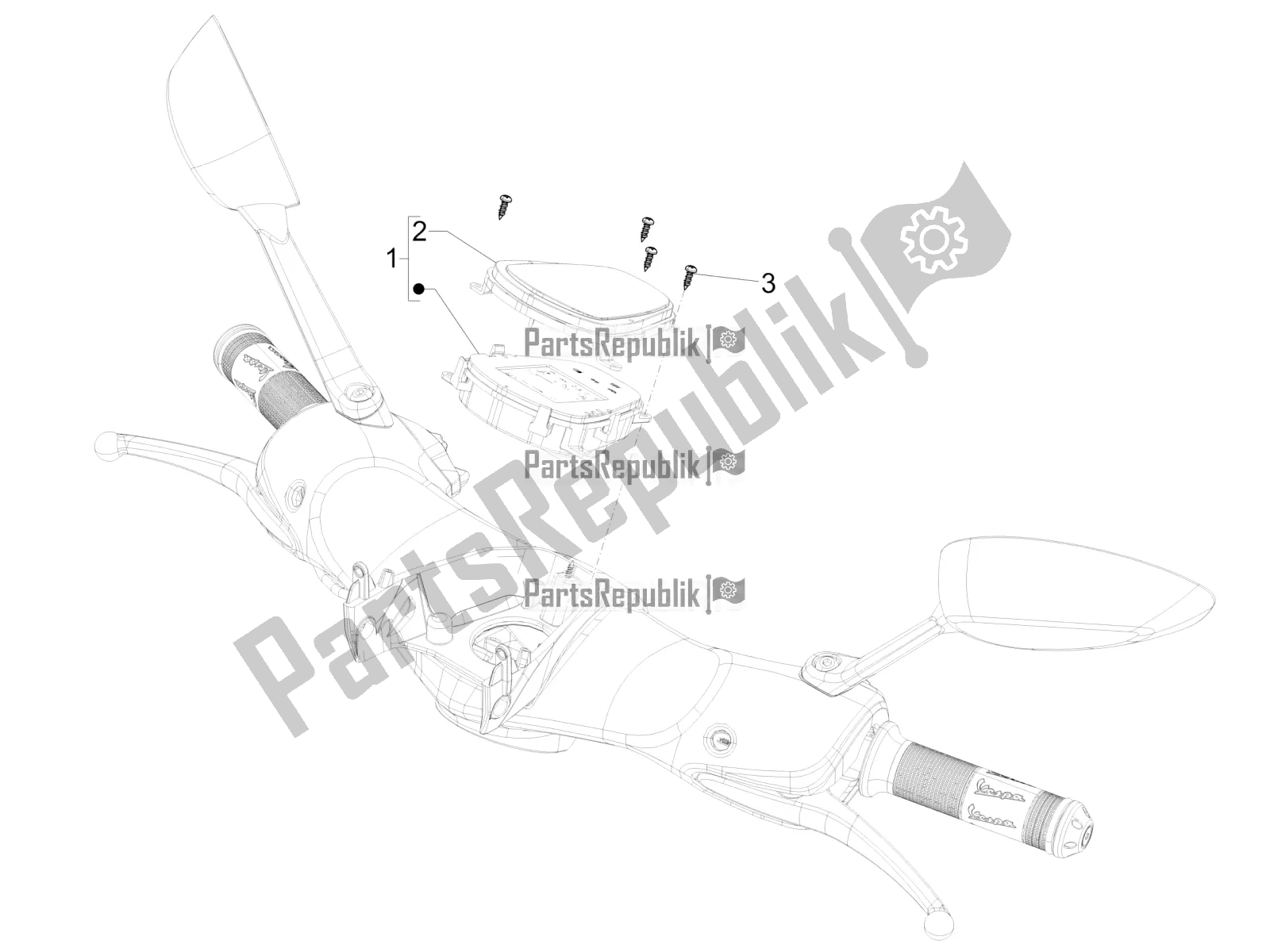 Todas las partes para Combinación De Medidor - Cruscotto de Vespa 946 125 4 STR / Red 2022