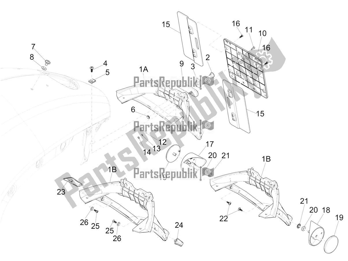 All parts for the Rear Cover - Splash Guard of the Vespa 946 125 4 STR / Red 2022