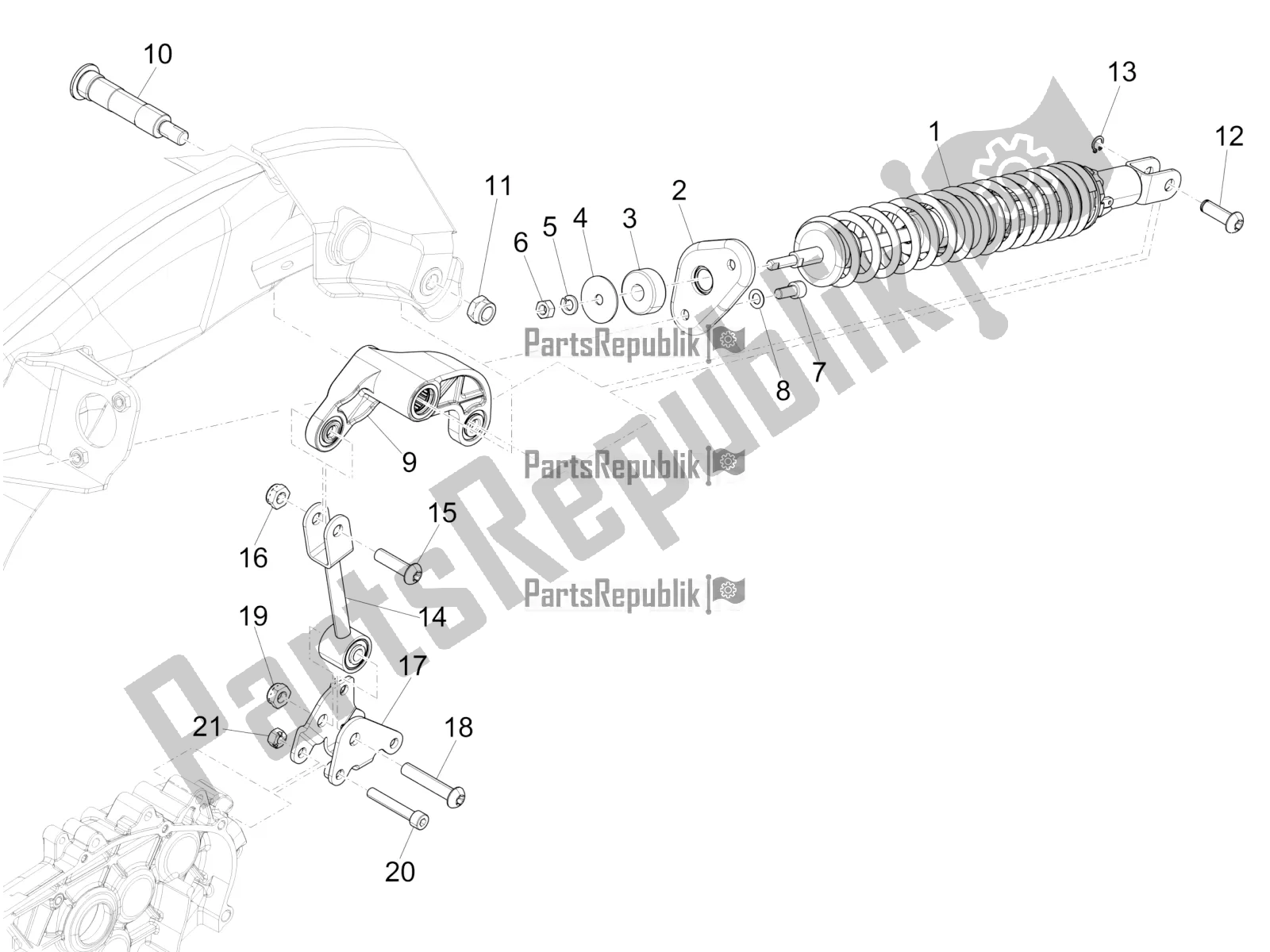 Toutes les pièces pour le Suspension Arrière - Amortisseur / S du Vespa 946 125 4 STR / Red 2022