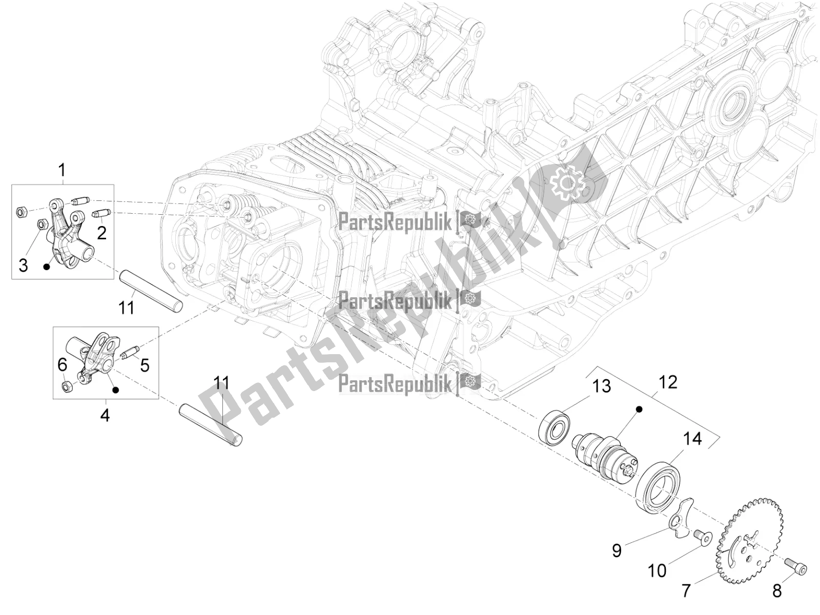 Todas las partes para Unidad De Soporte De Palancas Oscilantes de Vespa 946 125 4 STR / Red 2022