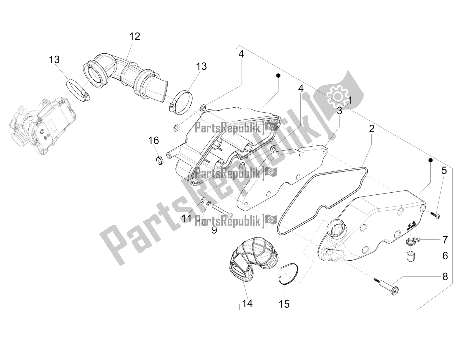 All parts for the Air Filter of the Vespa 946 125 4T 3V ABS 2016