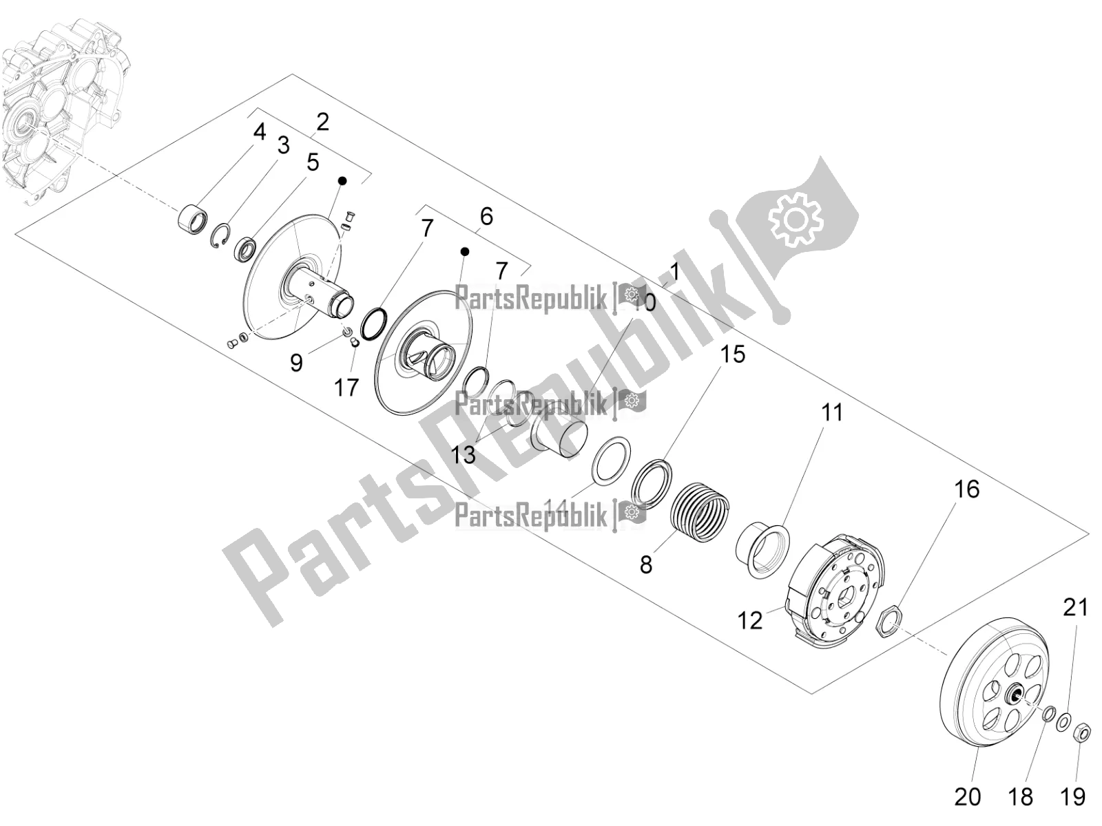 All parts for the Driven Pulley of the Vespa 946 125 4T 3V ABS 2016