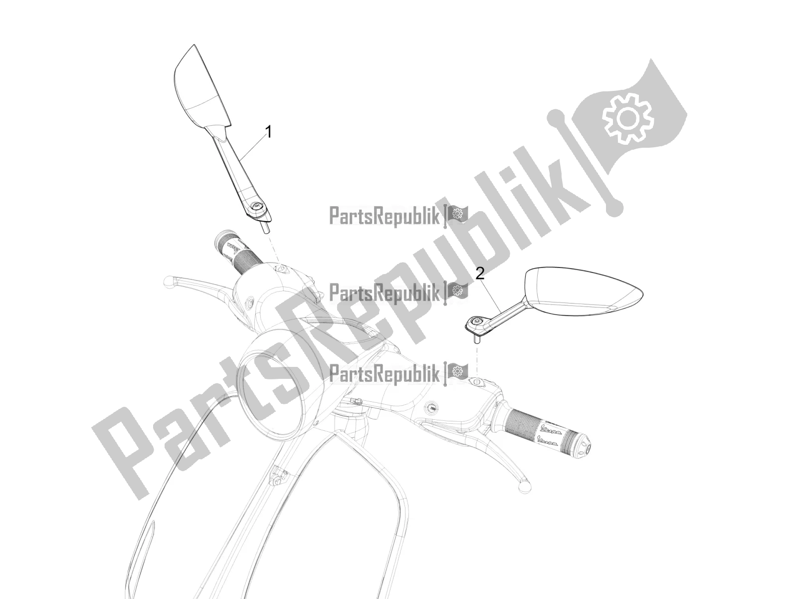 Toutes les pièces pour le Miroir (s) De Conduite du Vespa 946 125 4T 3V ABS 2016