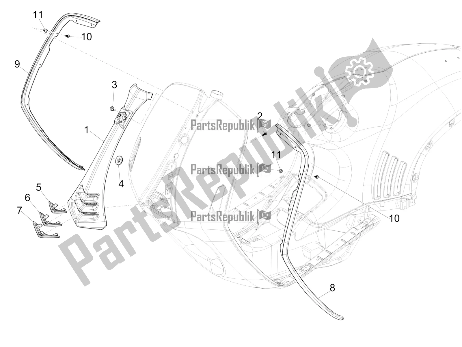 Toutes les pièces pour le Bouclier Avant du Vespa 946 125 4T 3V ABS 2016