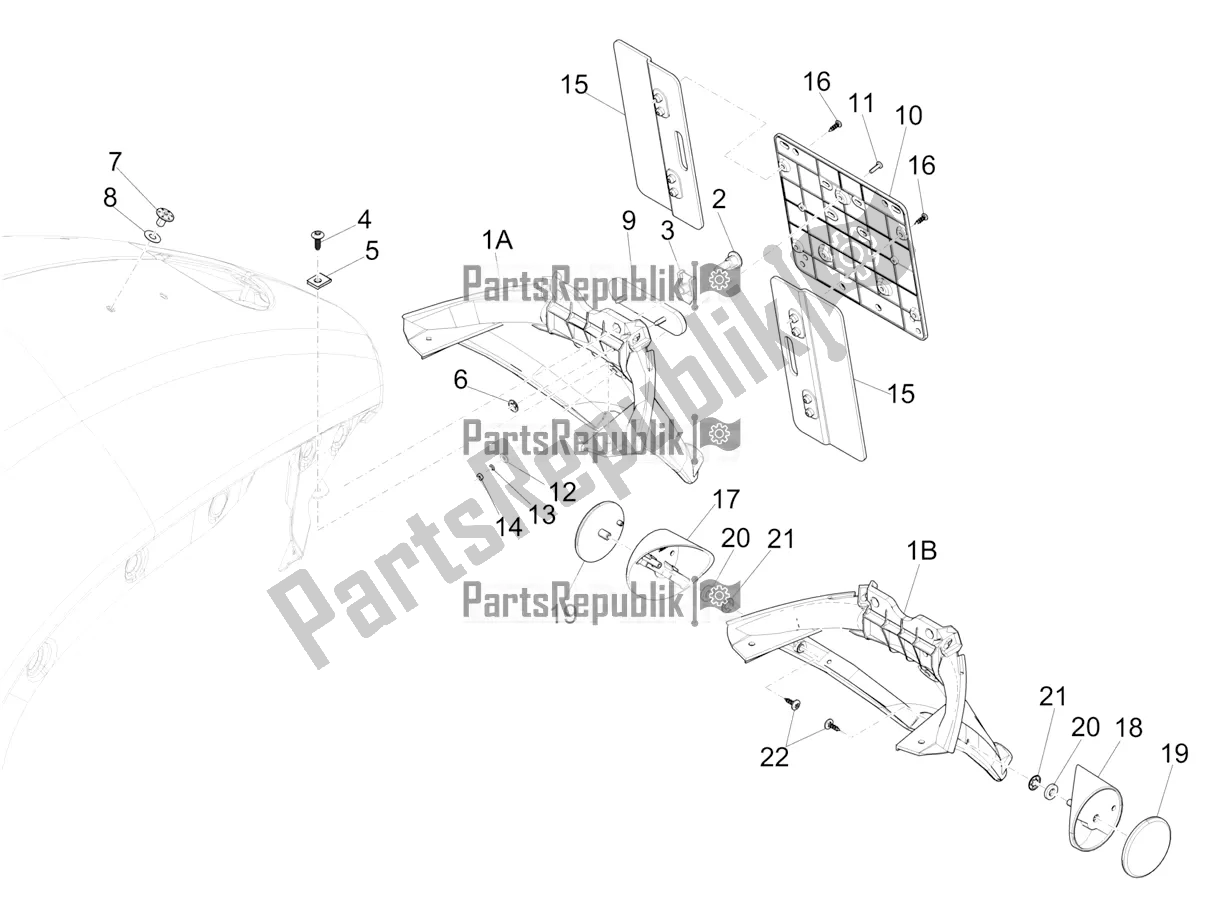 All parts for the Rear Cover - Splash Guard of the Vespa 946 125 4T 3V ABS 2016