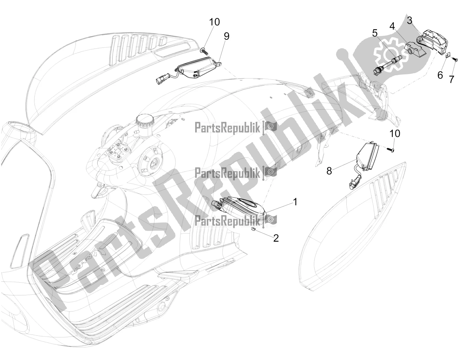 Toutes les pièces pour le Phares Arrière - Clignotants du Vespa 946 125 4T 3V ABS 2016