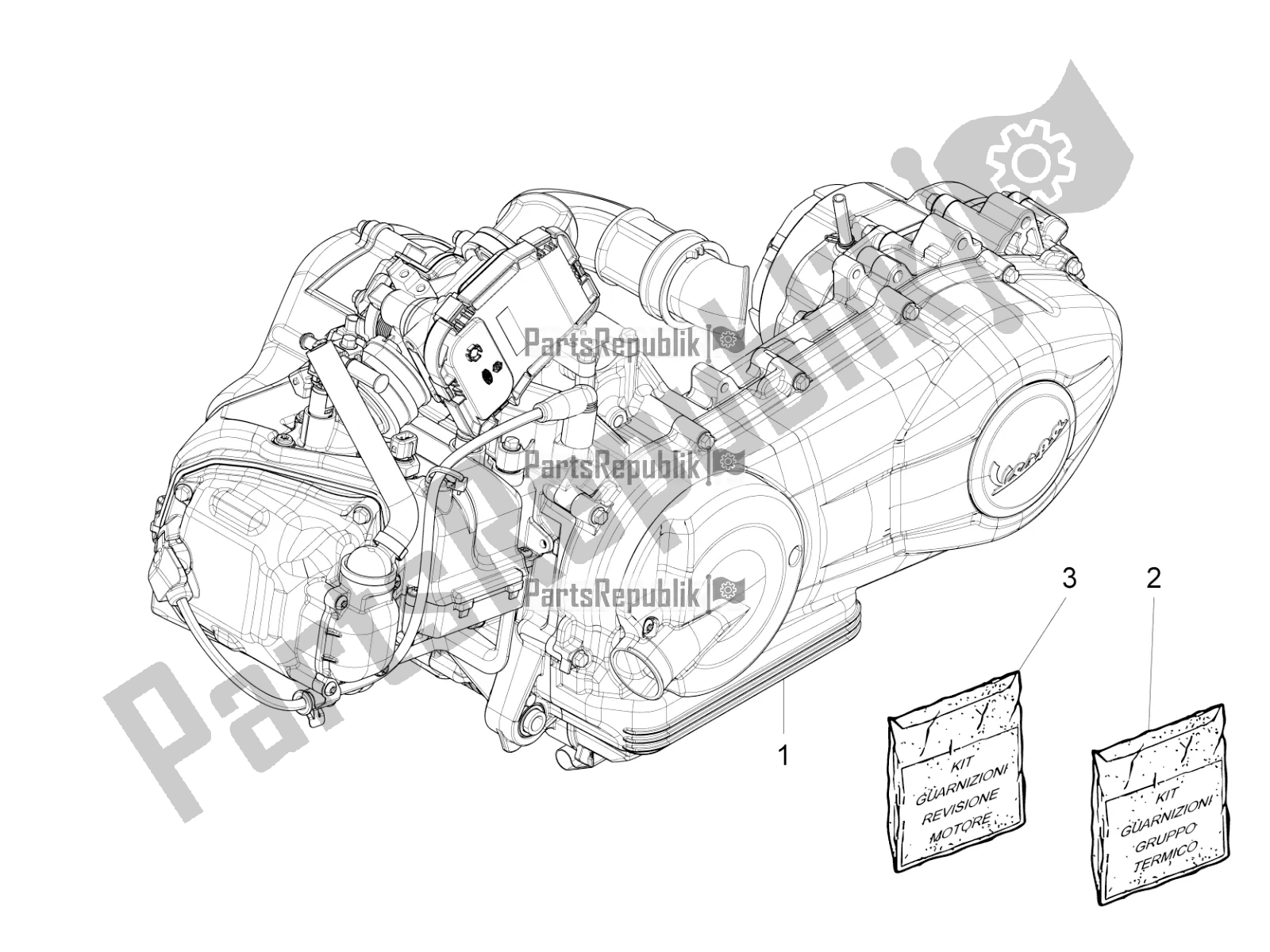 Toutes les pièces pour le Moteur, Assemblage du Vespa 946 125 4T 3V ABS 2017