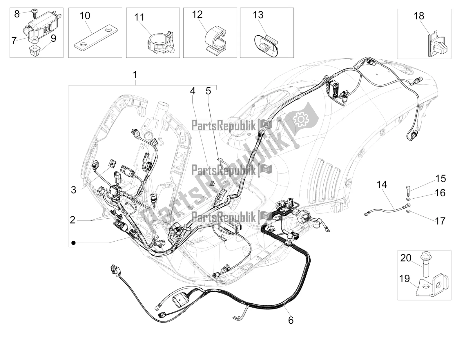 Toutes les pièces pour le Faisceau De Câbles Principal du Vespa 946 125 4T 3V ABS 2017