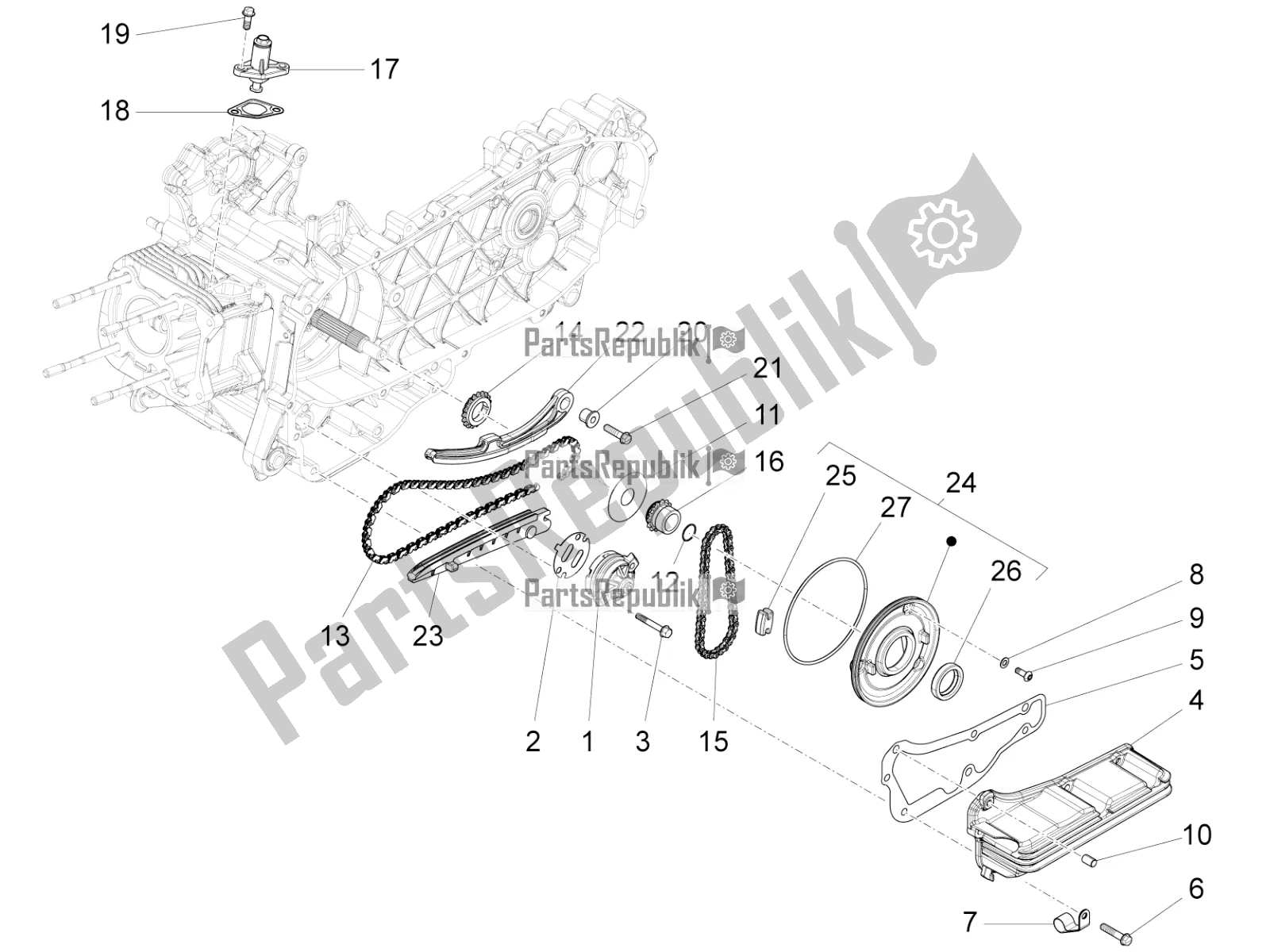 Todas as partes de Bomba De óleo do Vespa 946 125 4T 3V ABS 2017