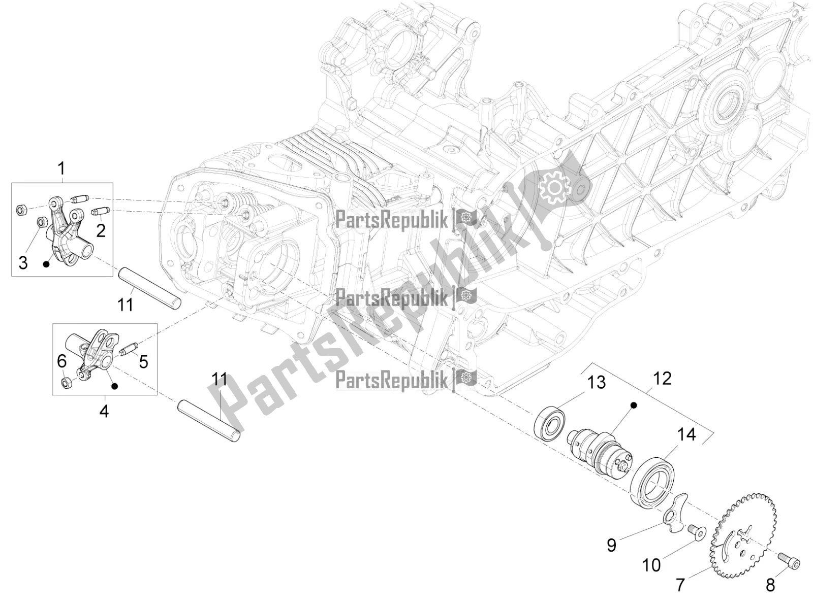 Todas las partes para Unidad De Soporte De Palancas Oscilantes de Vespa 946 125 4T 3V ABS 2017