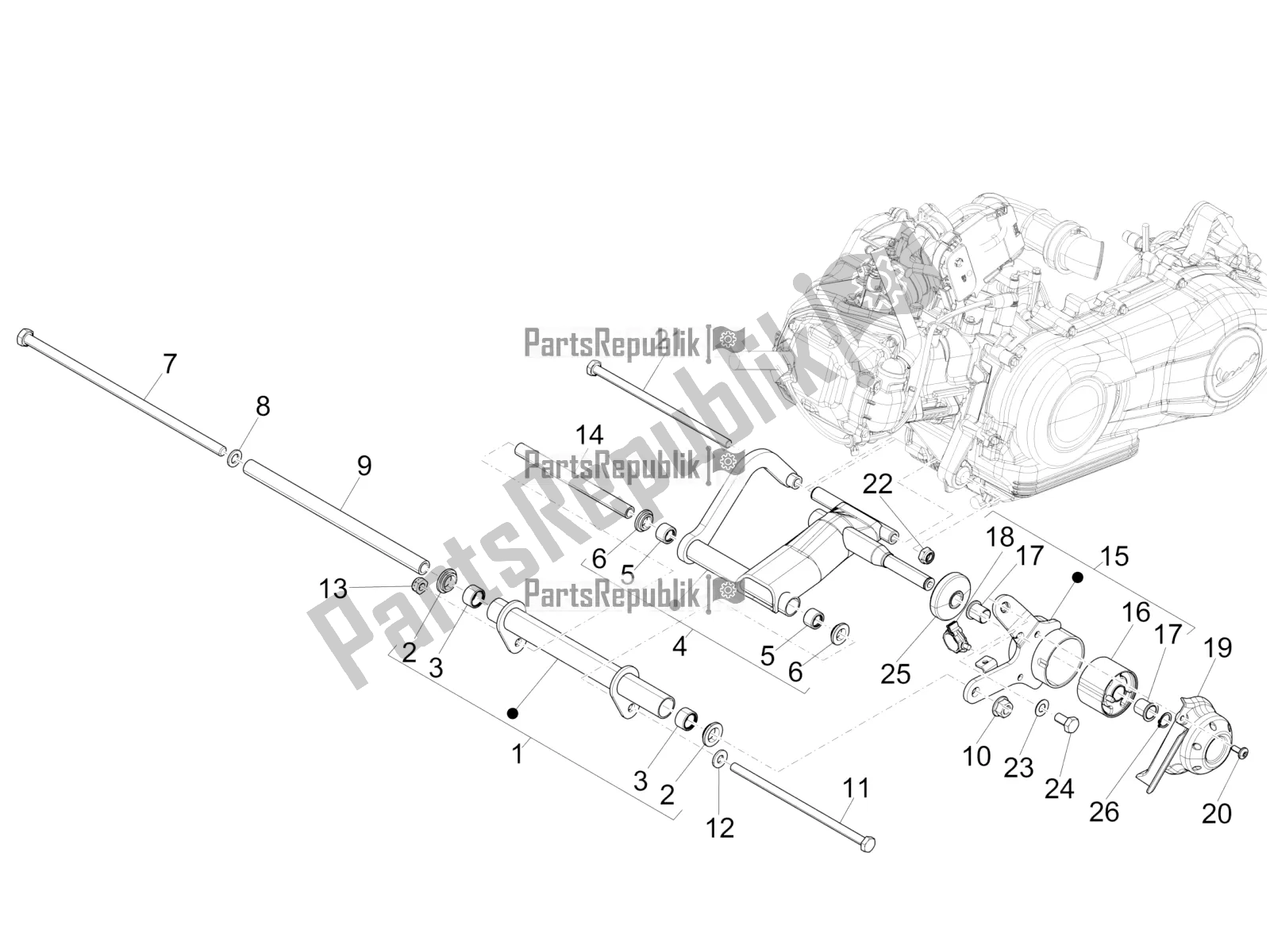 Toutes les pièces pour le Bras Oscillant du Vespa 946 125 4T 3V ABS 2017