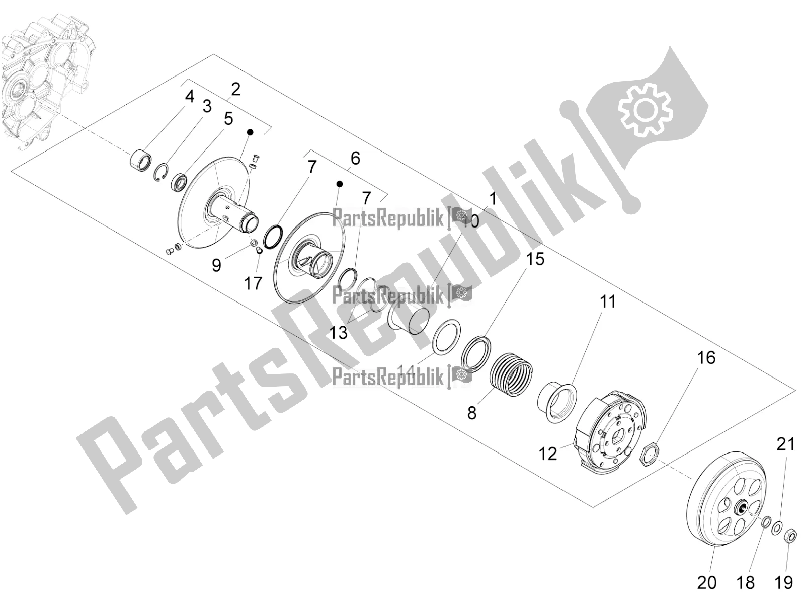 All parts for the Driven Pulley of the Vespa 946 125 4T 3V ABS 2018