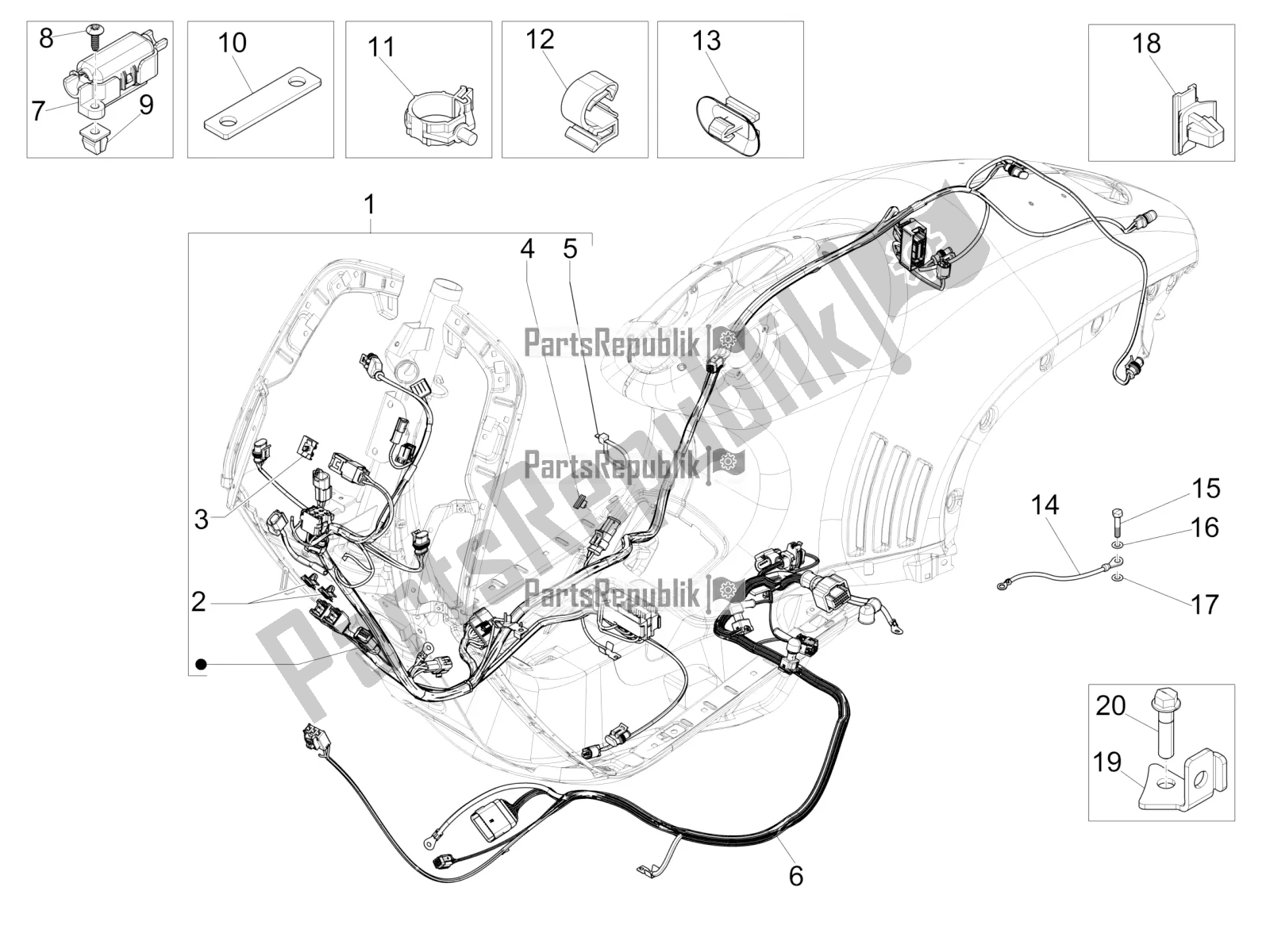 Toutes les pièces pour le Faisceau De Câbles Principal du Vespa 946 125 4T 3V ABS 2018