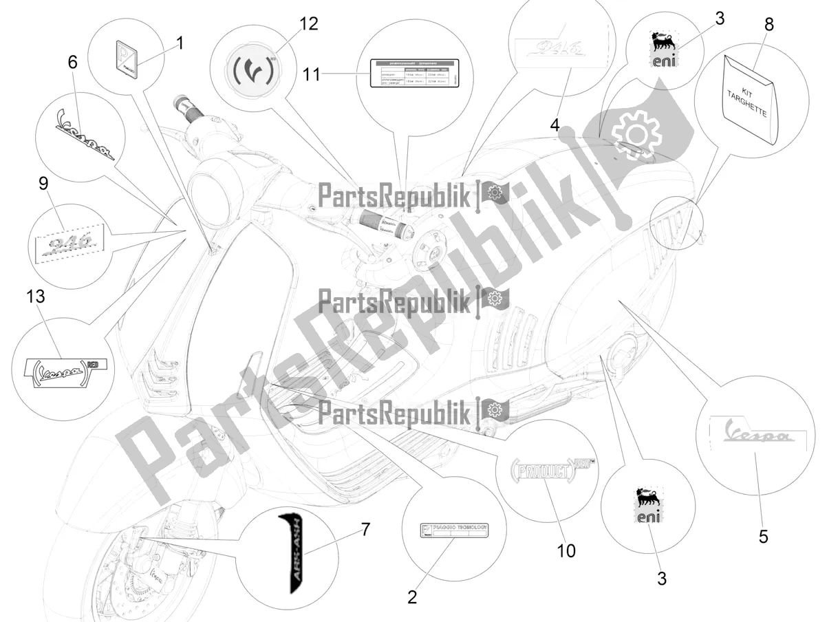 Toutes les pièces pour le Plaques - Emblèmes du Vespa 946 125 4T 3V ABS 2018